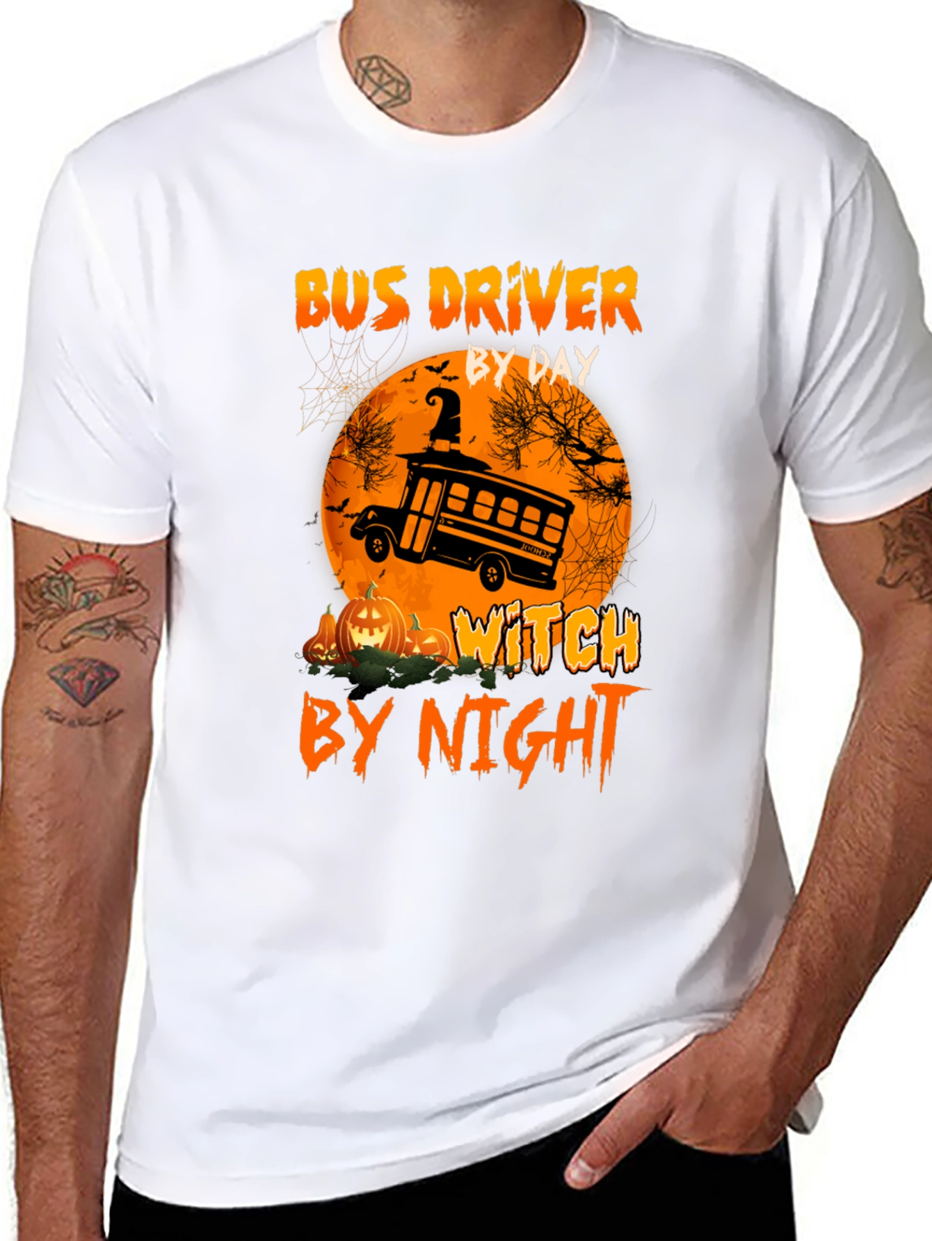 Bus Driver By Day Witch By Night Halloween T-Shirt