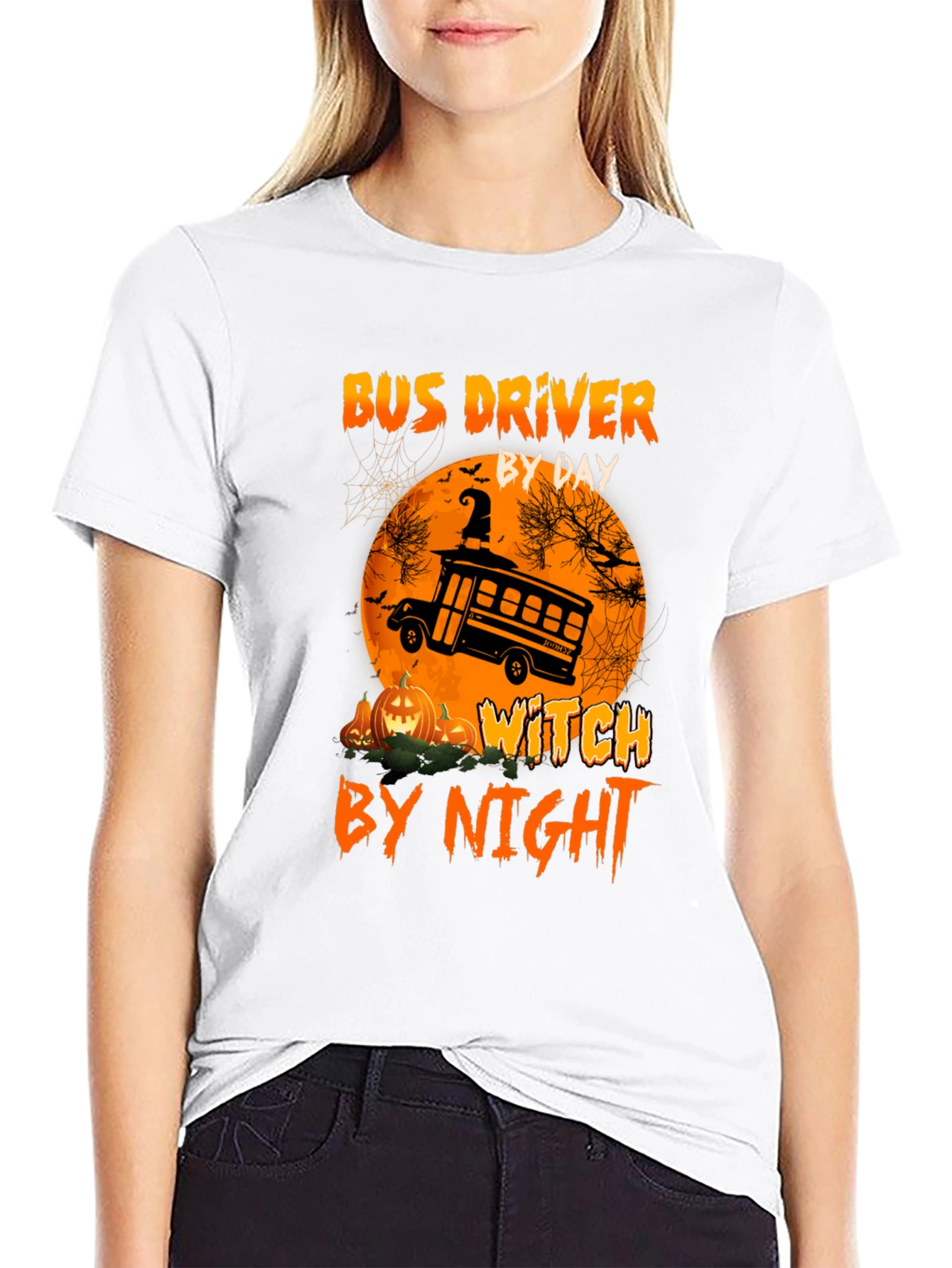Bus Driver By Day Witch By Night Halloween T-Shirt