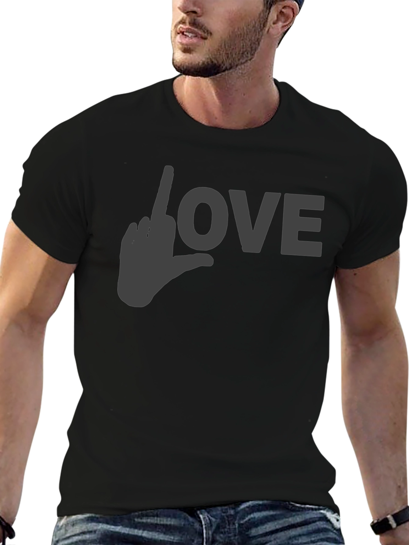 Love Gesture Graphic T-Shirt - Black
