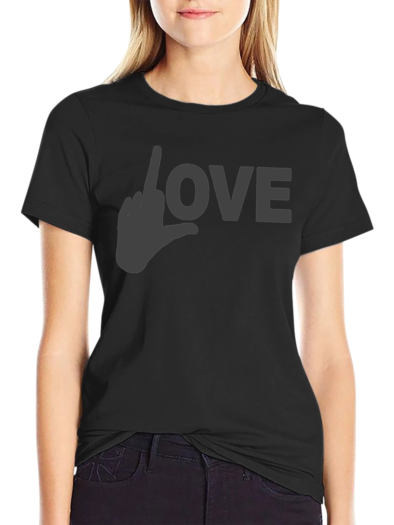 Love Gesture Graphic T-Shirt - Black