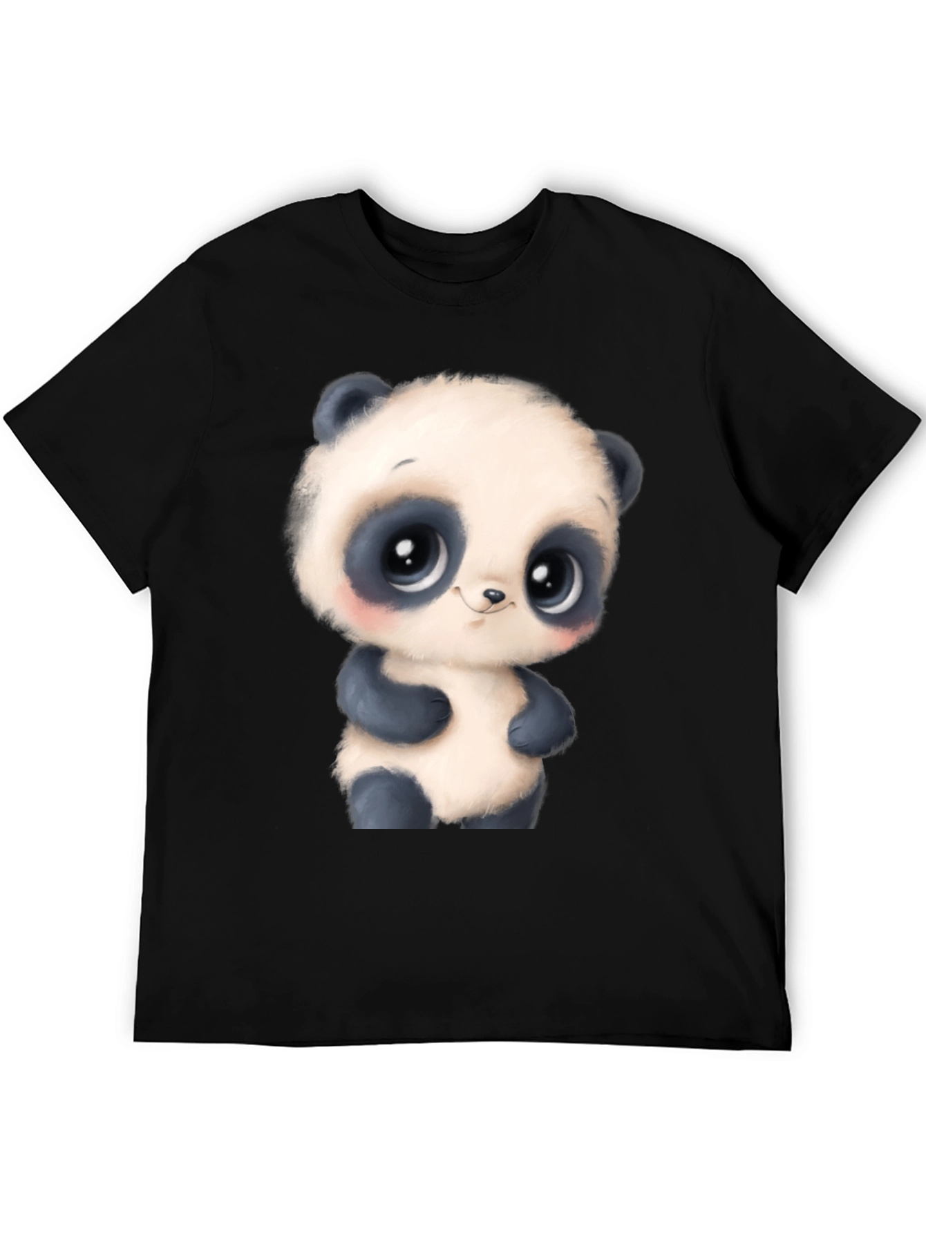 Cute Panda Bear Graphic Tee - Black T-Shirt