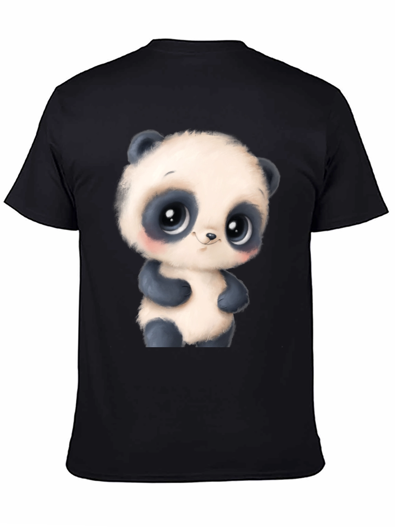 Cute Panda Bear Graphic Tee - Black T-Shirt