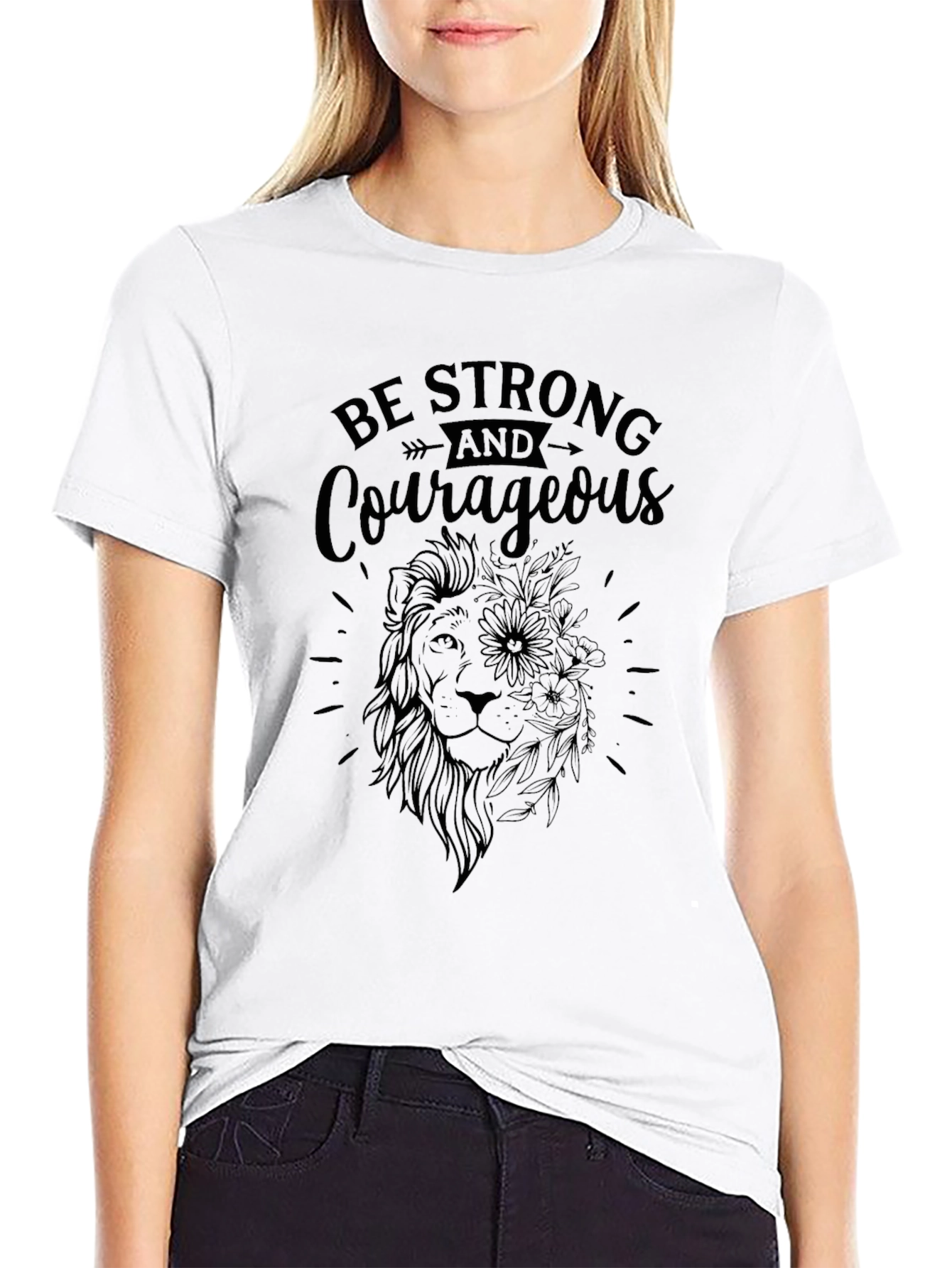 Be Strong Lion Graphic Tee - Black