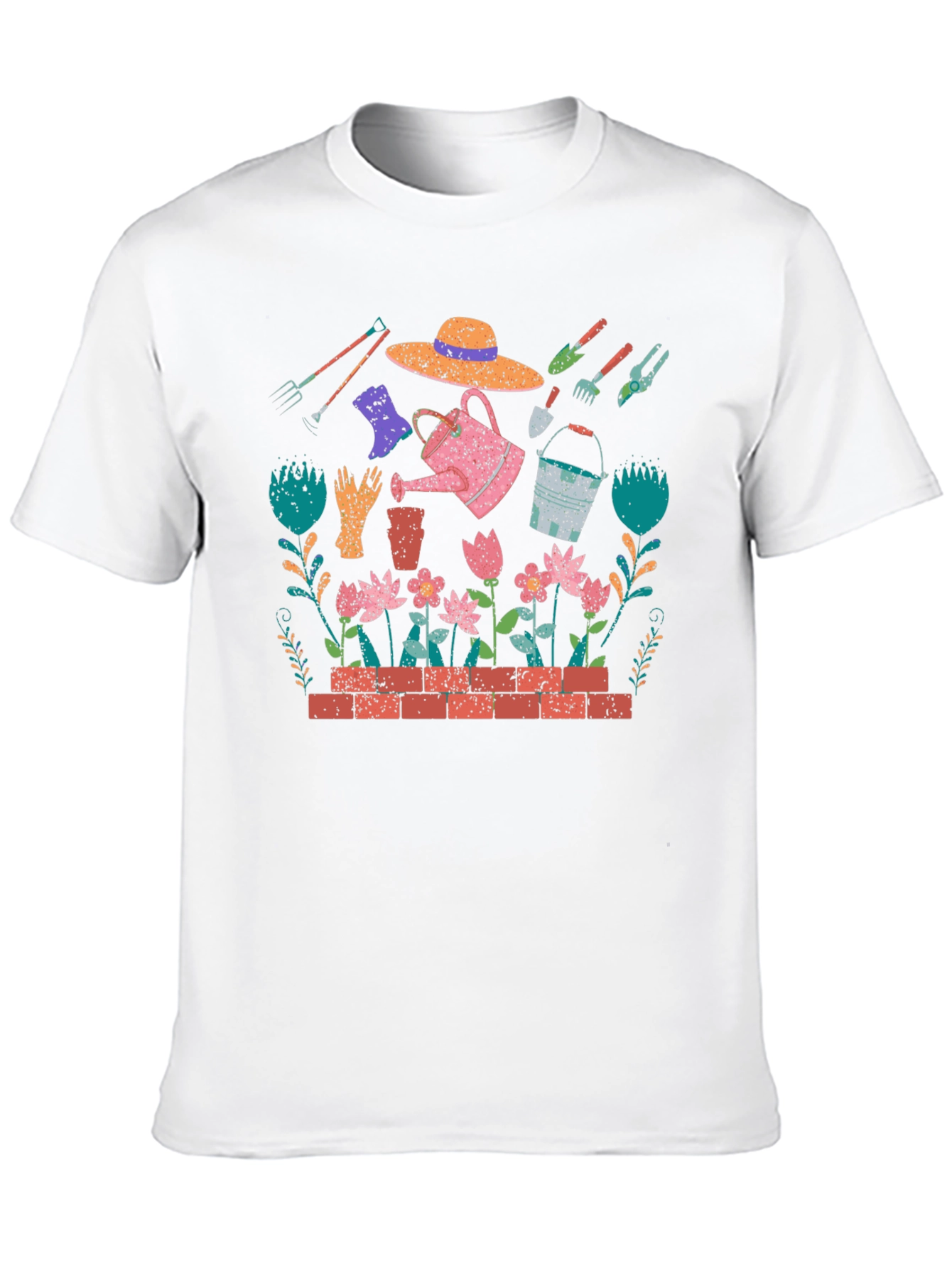Gardening Print T-Shirt - Black Cotton Tee