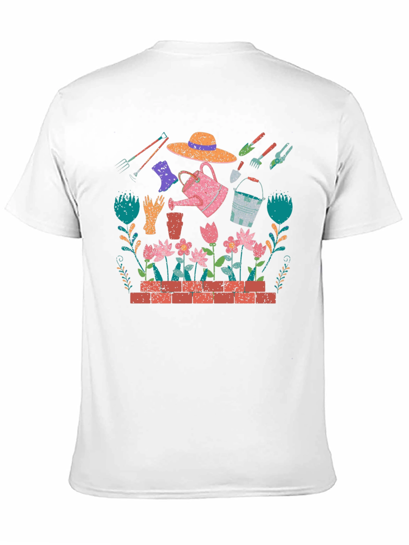 Gardening Print T-Shirt - Black Cotton Tee