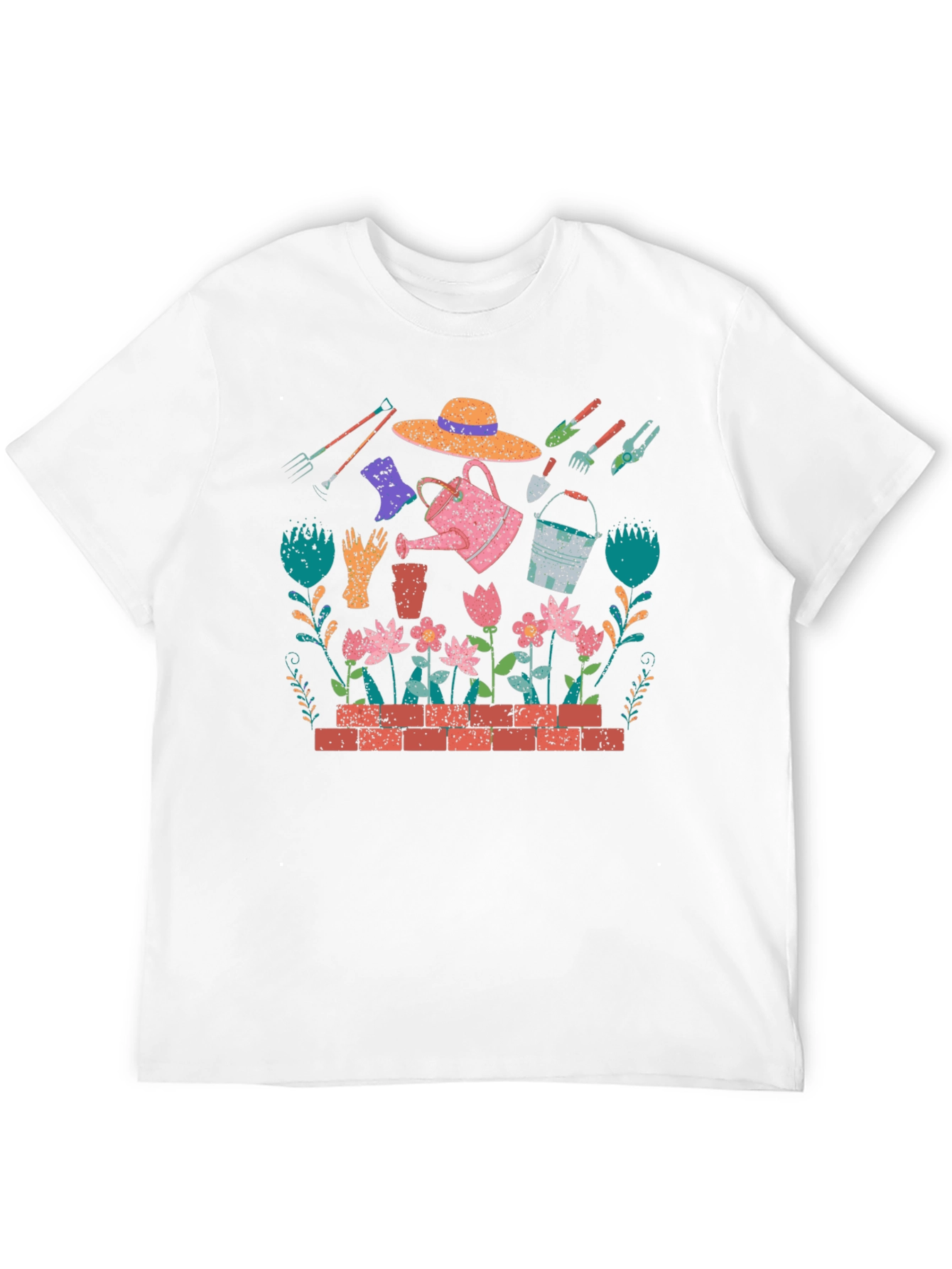Gardening Print T-Shirt - Black Cotton Tee