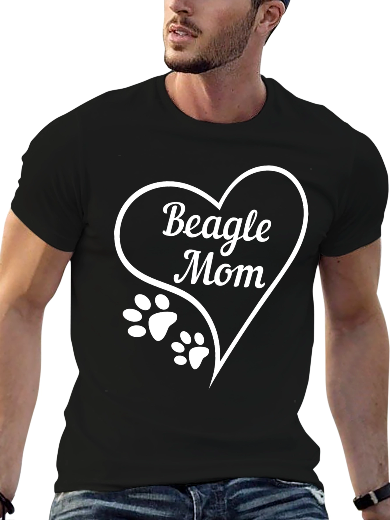 Beagle Mom T-Shirt - Dog Paw Heart Design