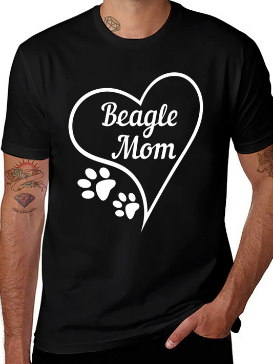 Beagle Mom T-Shirt - Dog Paw Heart Design
