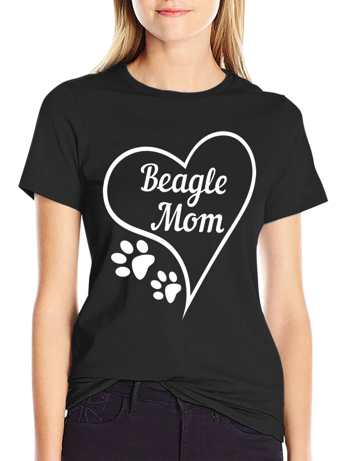 Beagle Mom T-Shirt - Dog Paw Heart Design