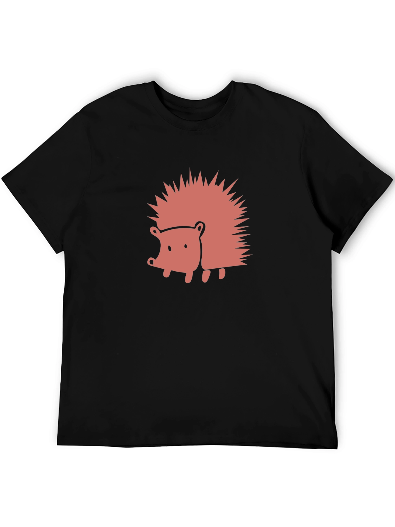Cute Hedgehog Graphic Tee - Black Cotton Blend Shirt