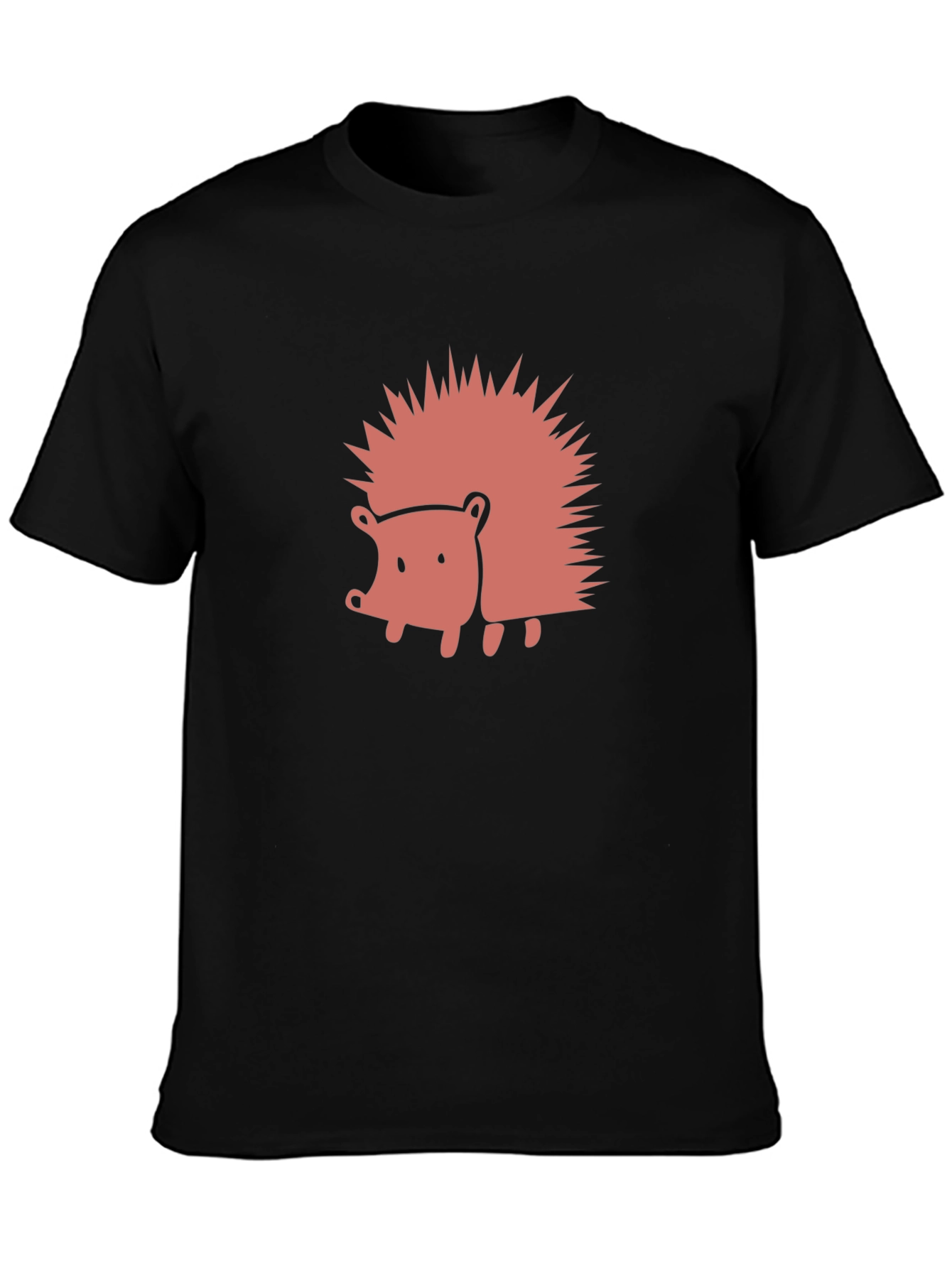 Cute Hedgehog Graphic Tee - Black Cotton Blend Shirt