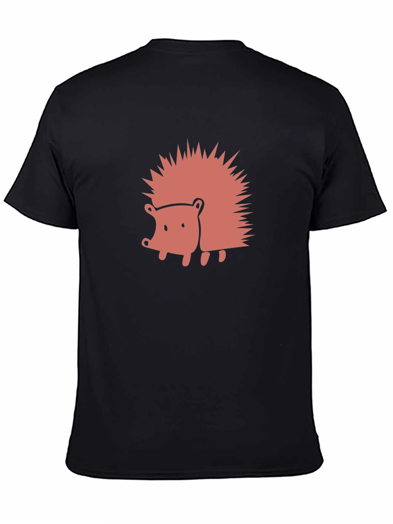 Cute Hedgehog Graphic Tee - Black Cotton Blend Shirt