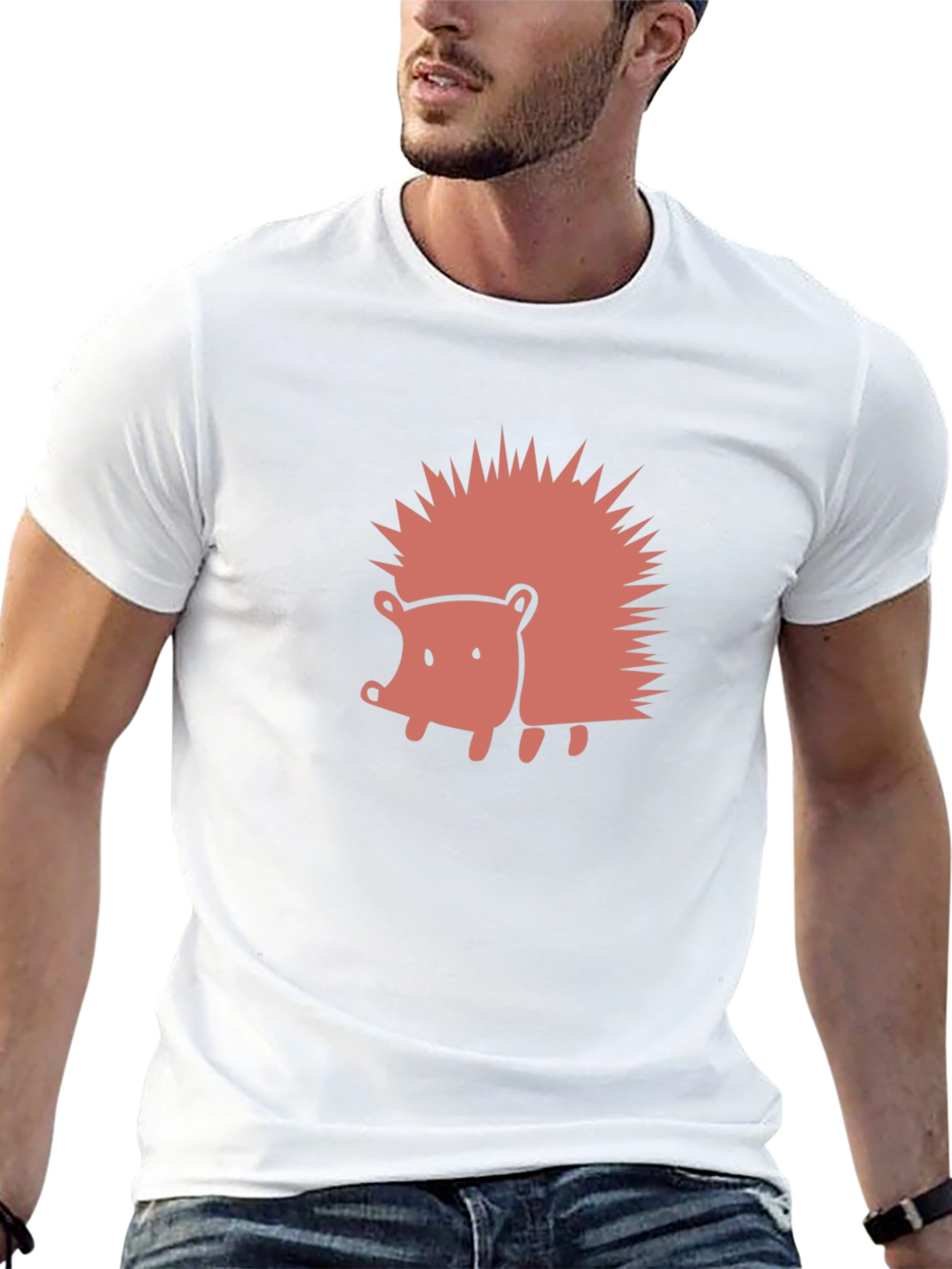 Cute Hedgehog Graphic Tee - Black Cotton Blend Shirt