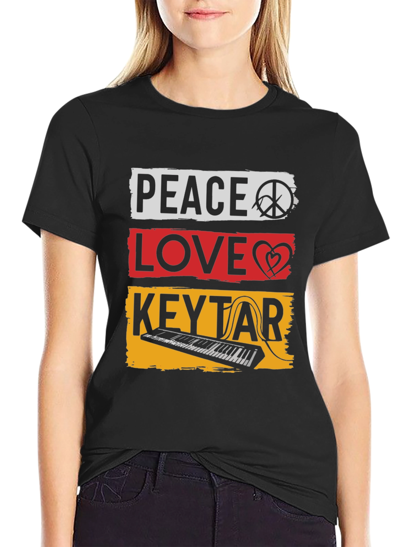 Peace Love Keytar T-Shirt - Music Lover Tee