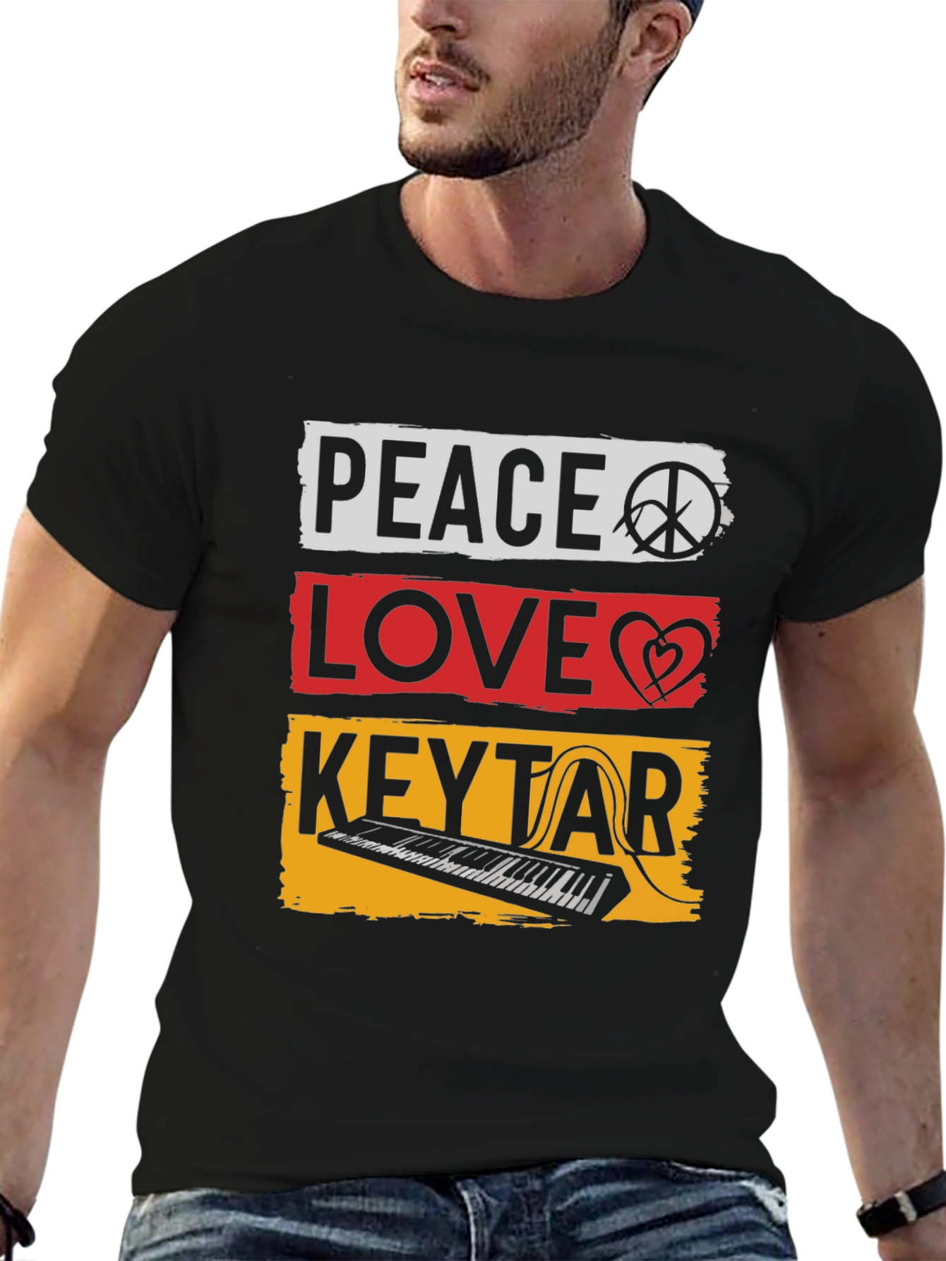 Peace Love Keytar T-Shirt - Music Lover Tee
