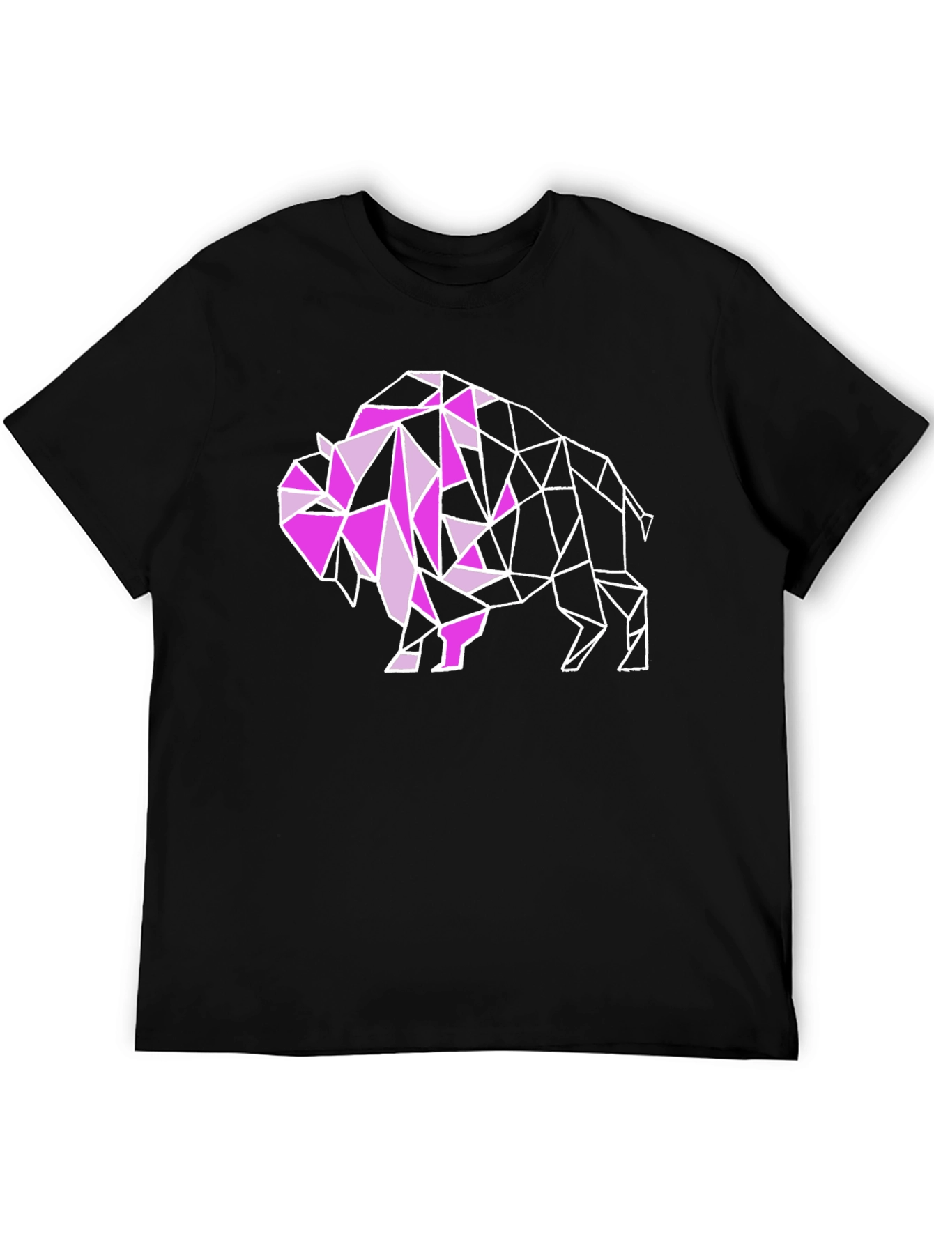 Geometric Bison Graphic Tee - Modern Black T-Shirt