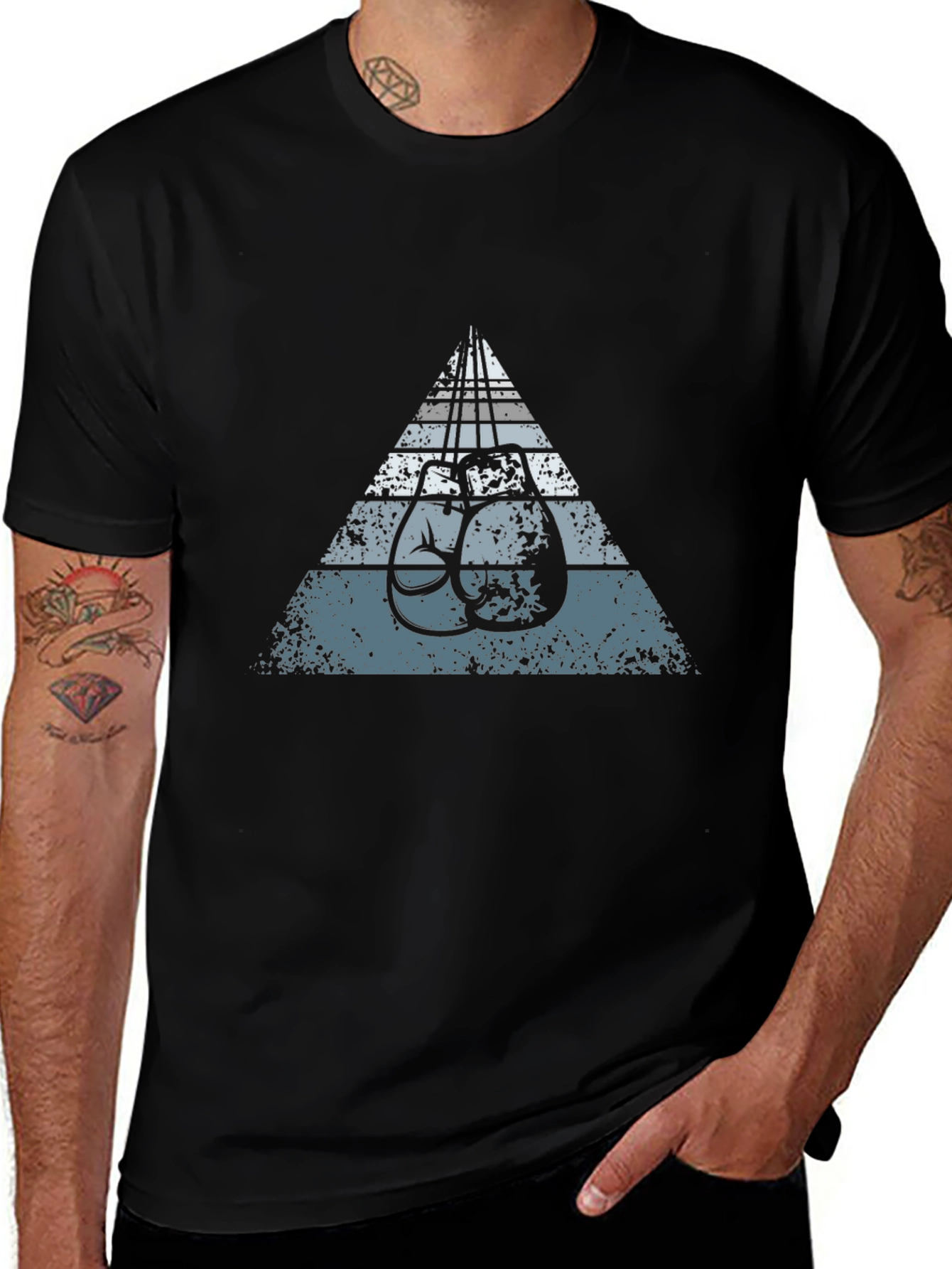Retro Boxing Gloves Tee - Triangle Design