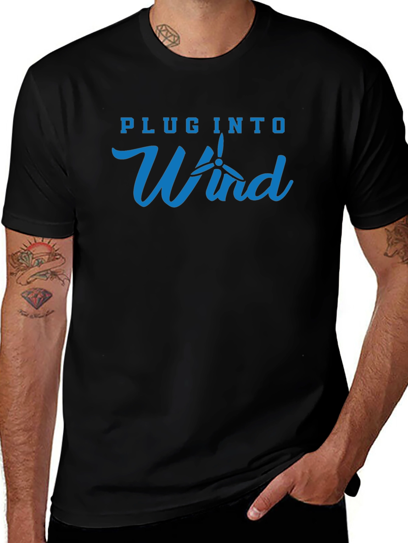 Plug Into Wind Graphic T-Shirt Black