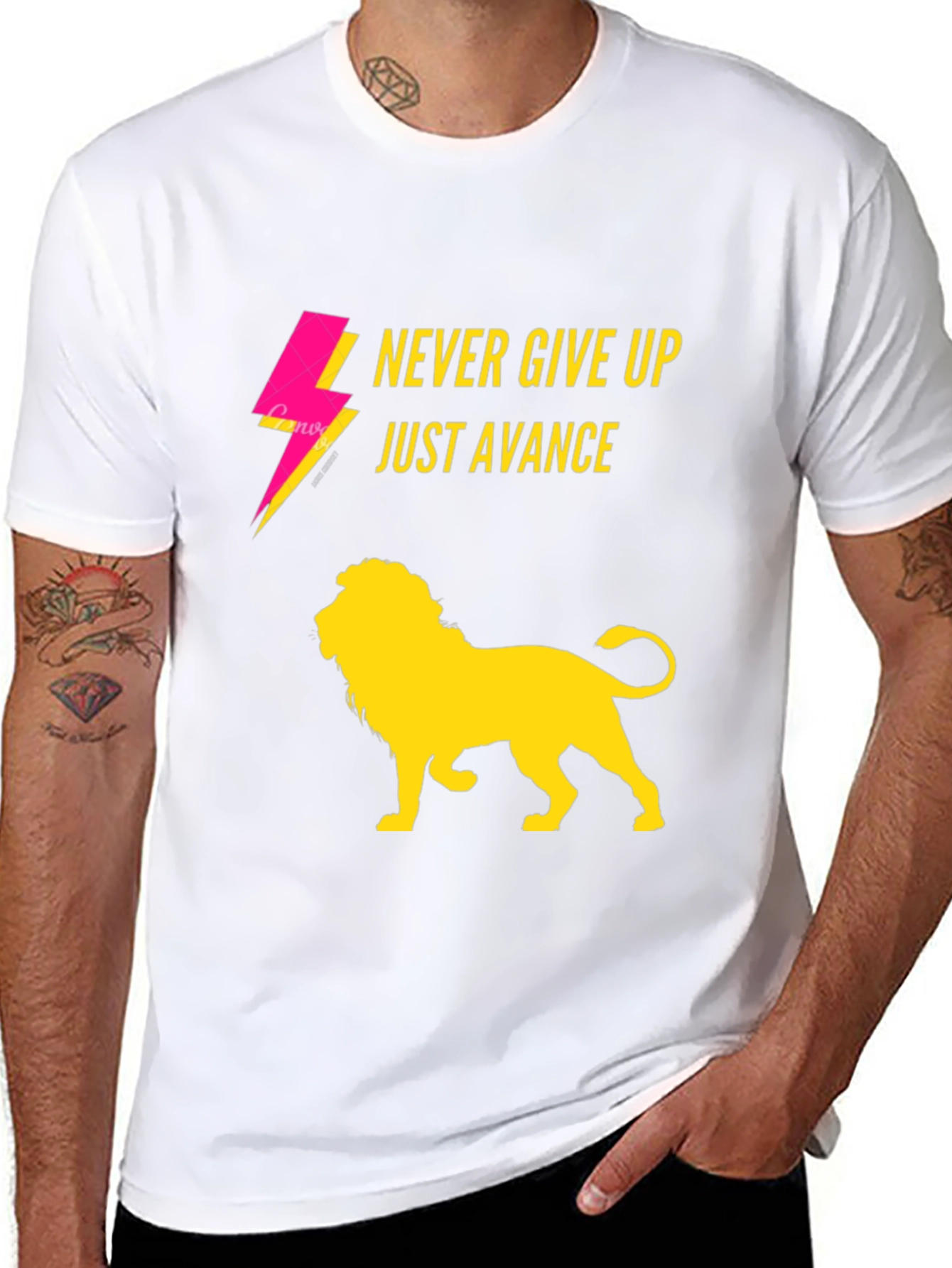 Never Give Up Lion Graphic T-Shirt