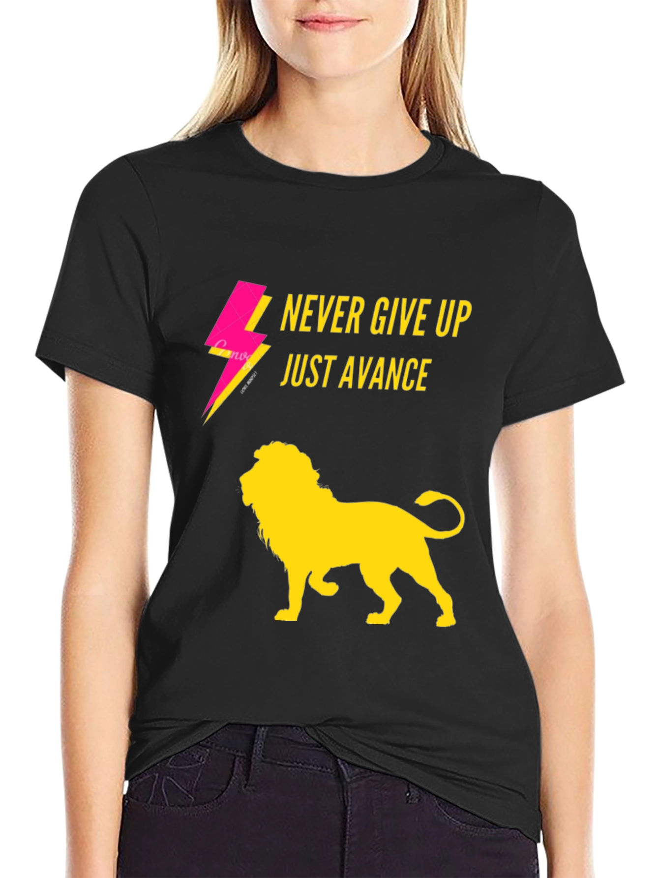 Never Give Up Lion Graphic T-Shirt
