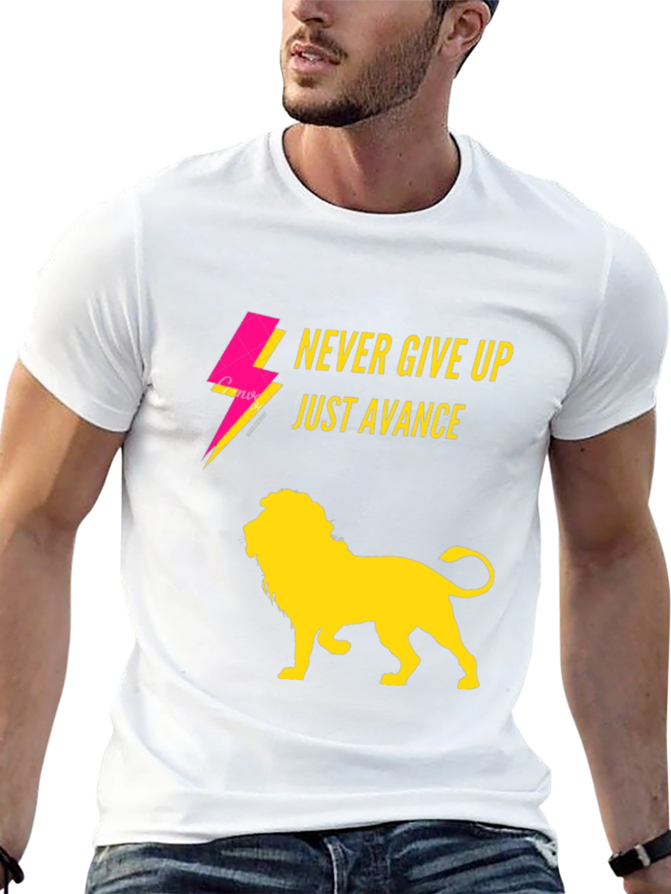 Never Give Up Lion Graphic T-Shirt