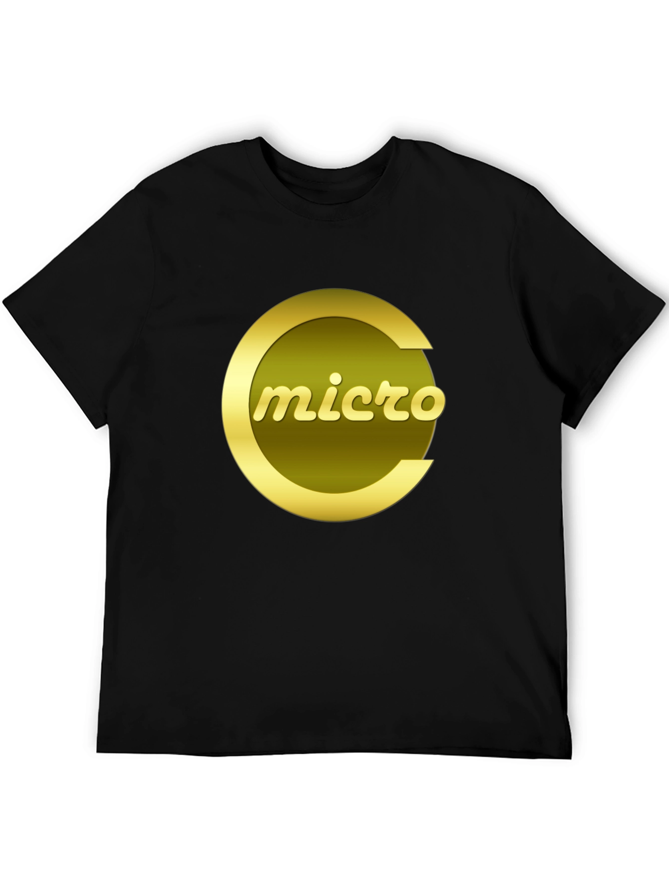 Micro Gold Logo Graphic Tee - Stylish Black T-Shirt