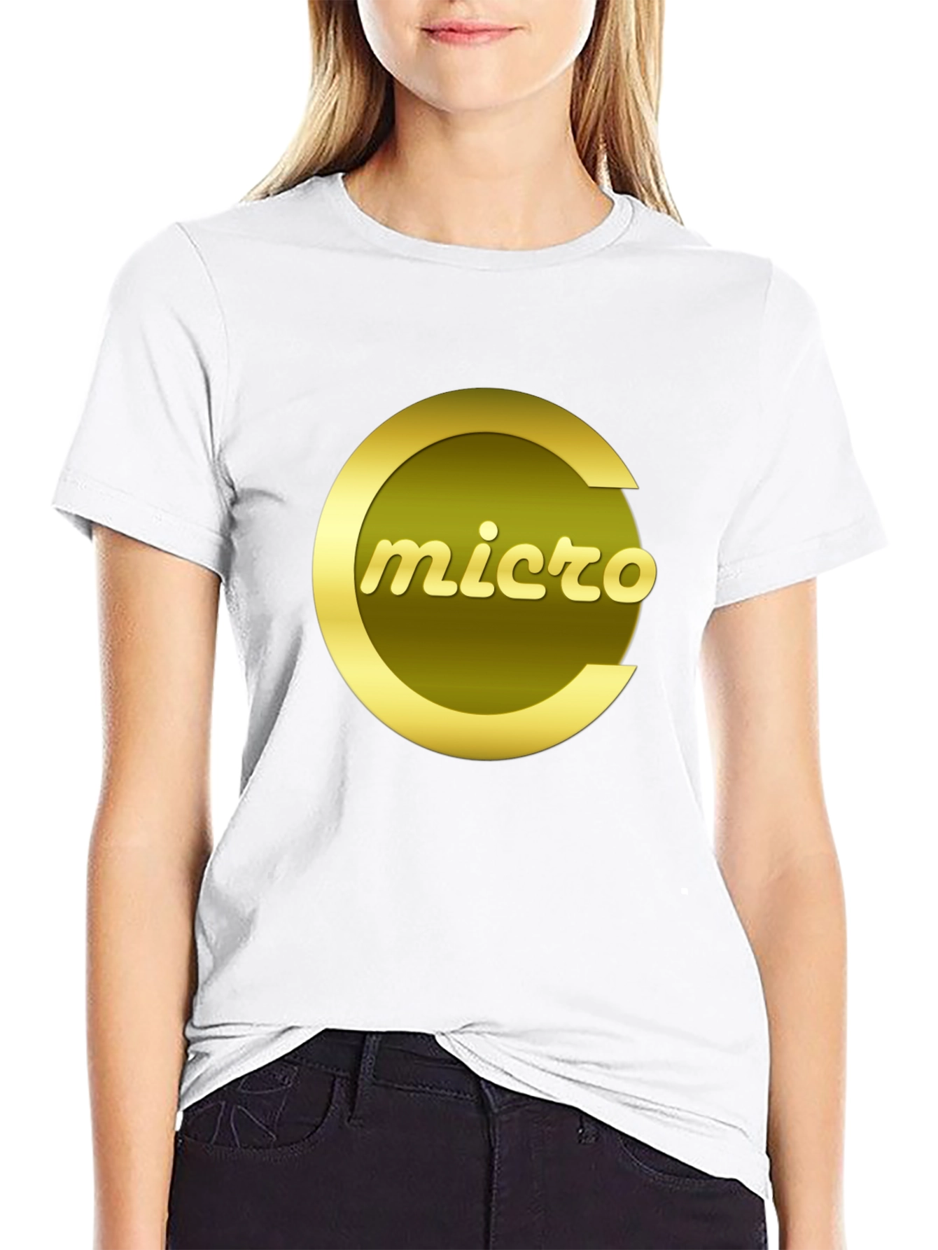 Micro Gold Logo Graphic Tee - Stylish Black T-Shirt