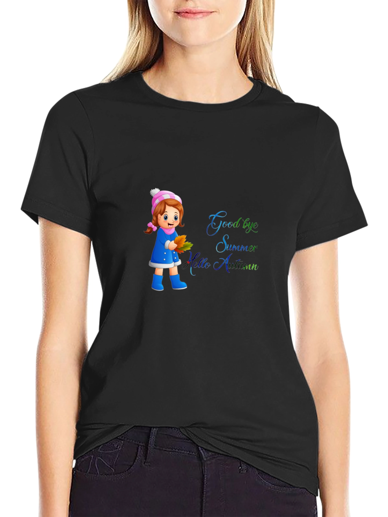 Goodbye Summer Hello Autumn Black T-Shirt