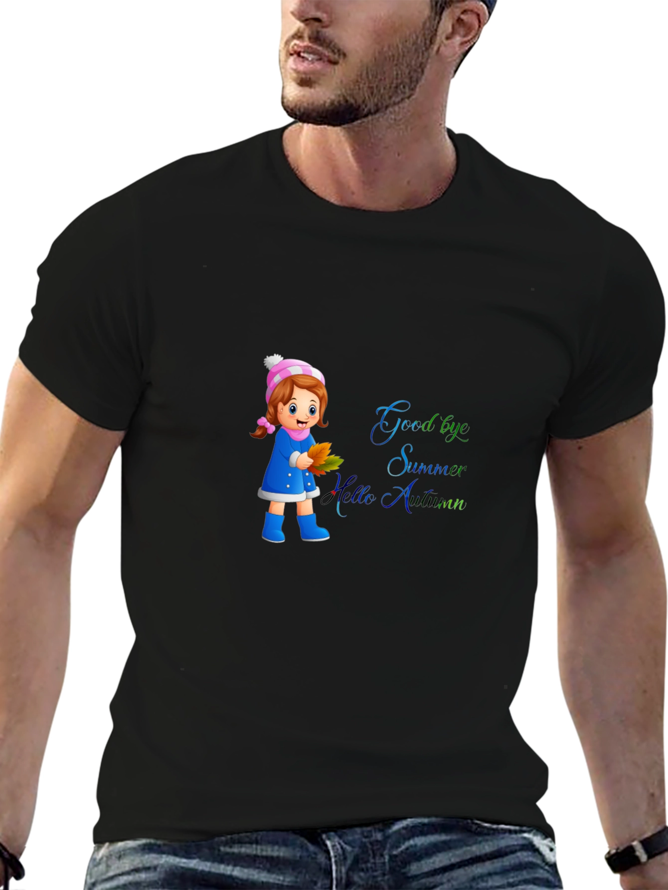 Goodbye Summer Hello Autumn Black T-Shirt