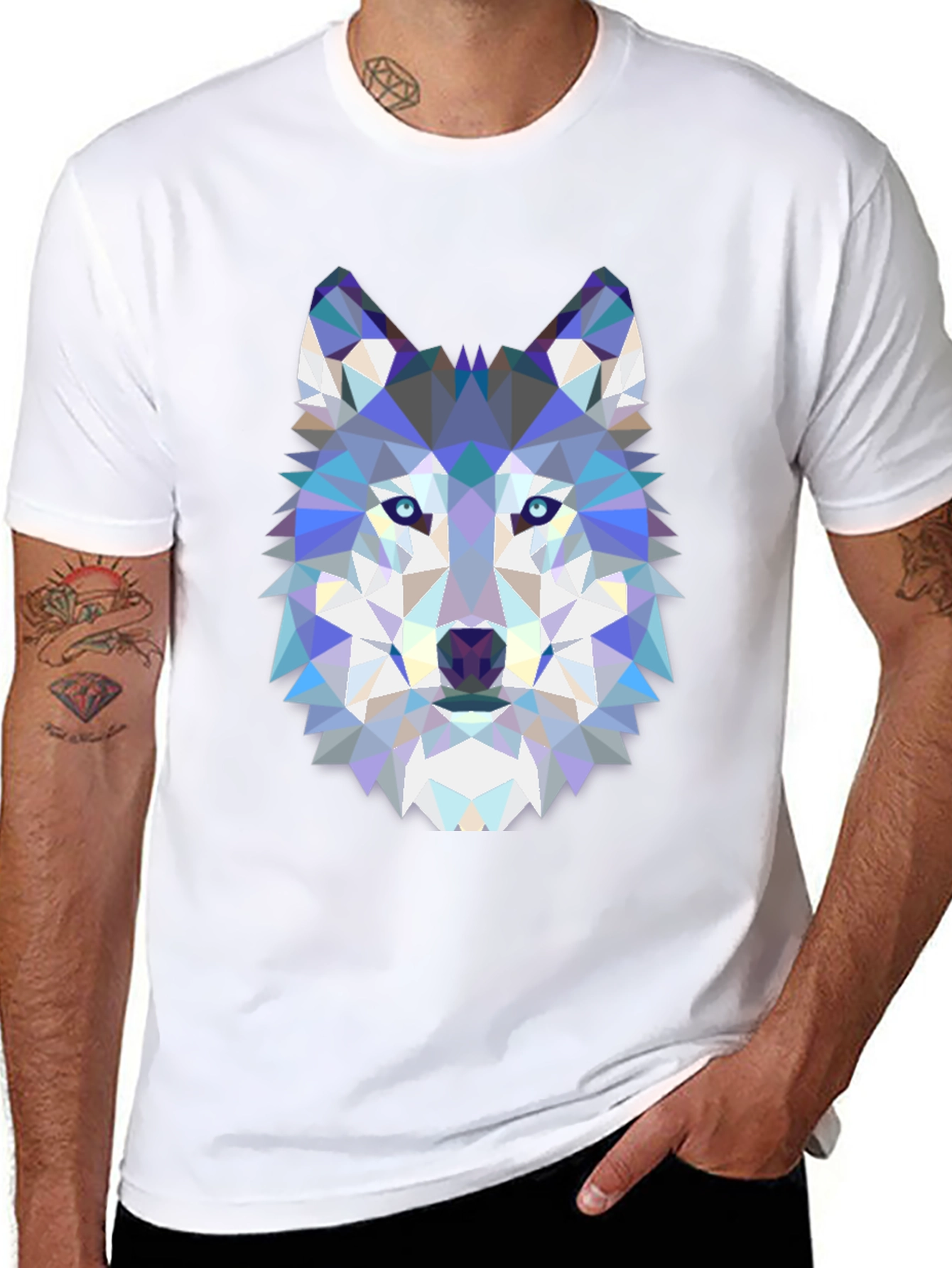 Geometric Wolf Graphic Tee - Mens Black T-Shirt