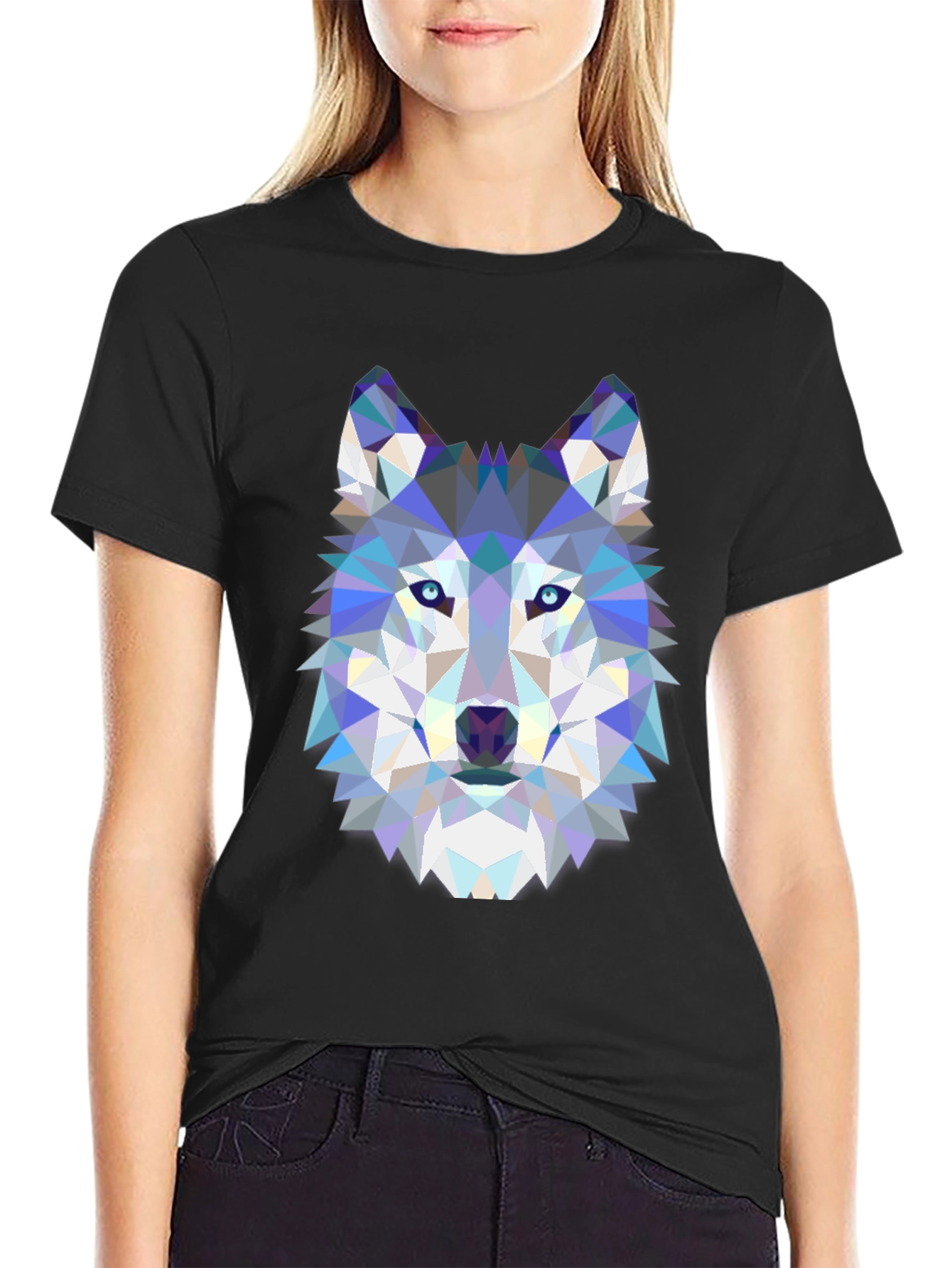 Geometric Wolf Graphic Tee - Mens Black T-Shirt