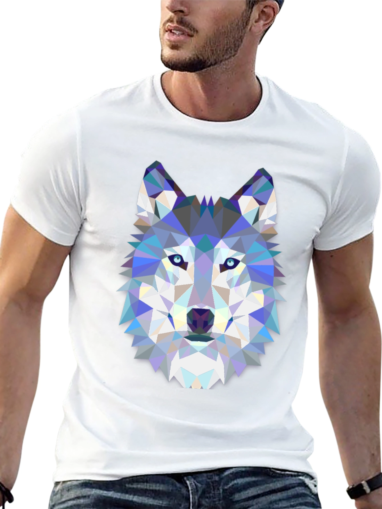 Geometric Wolf Graphic Tee - Mens Black T-Shirt