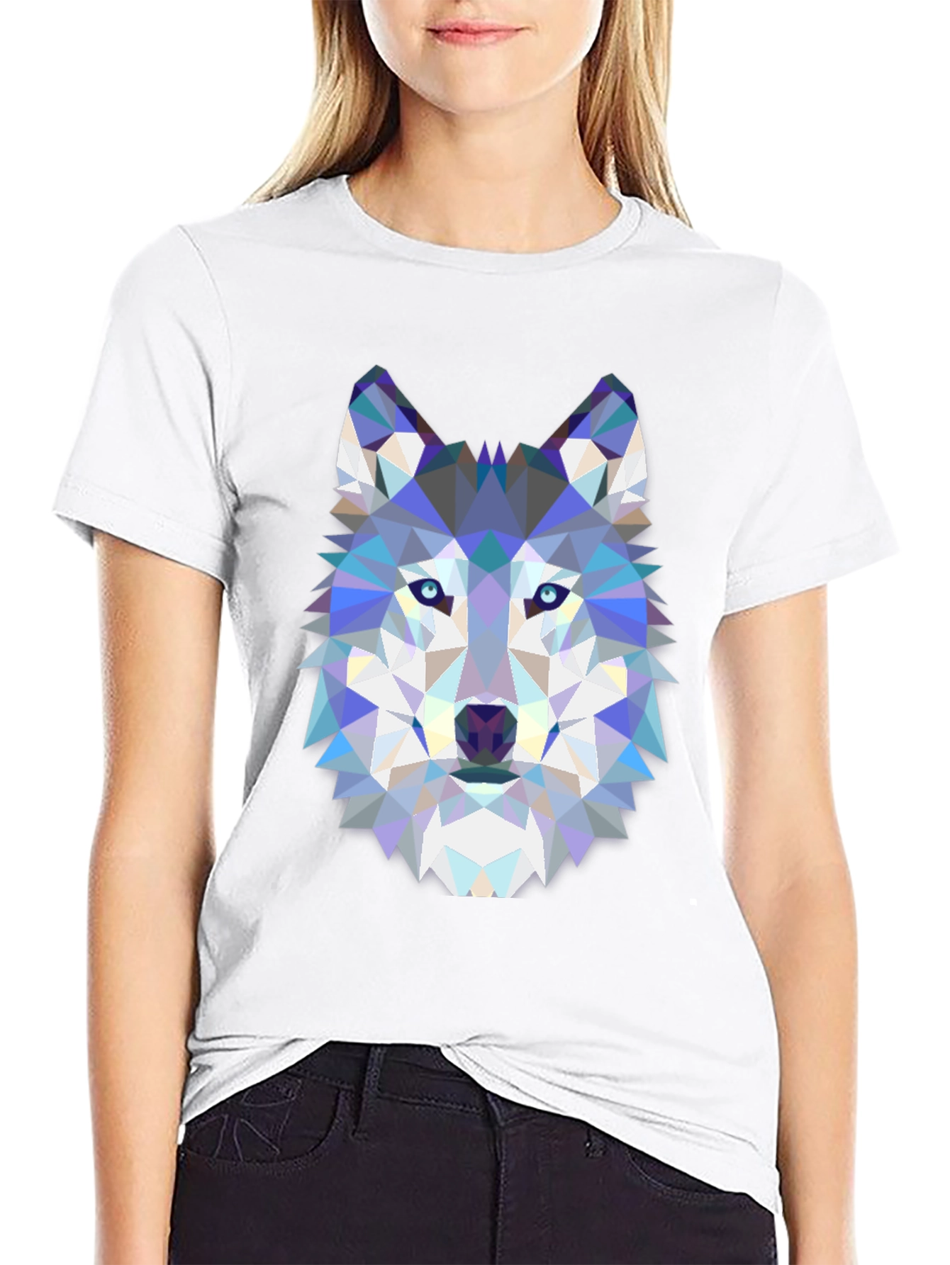 Geometric Wolf Graphic Tee - Mens Black T-Shirt