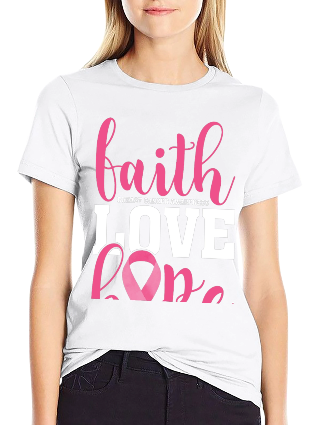 Faith Love Hope Breast Cancer Awareness T-Shirt
