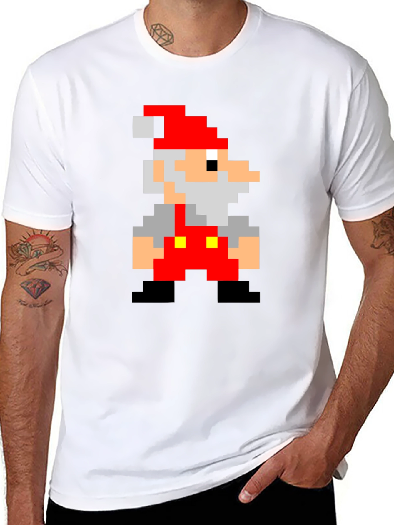 Retro Pixel Santa T-Shirt