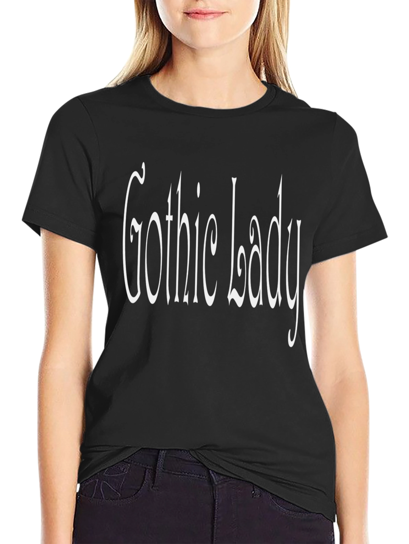 Gothic Lady Graphic Tee - Black Cotton Shirt