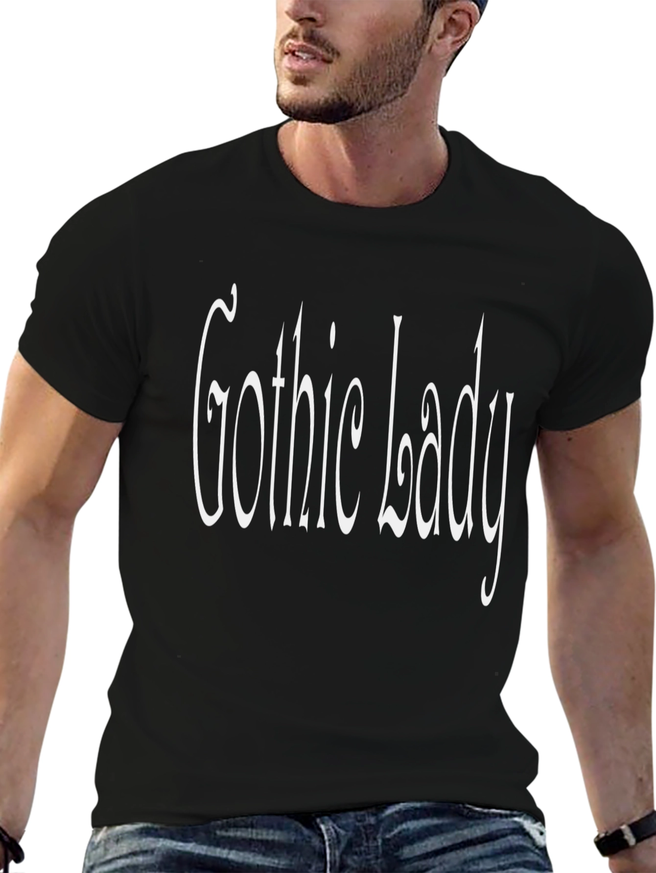 Gothic Lady Graphic Tee - Black Cotton Shirt