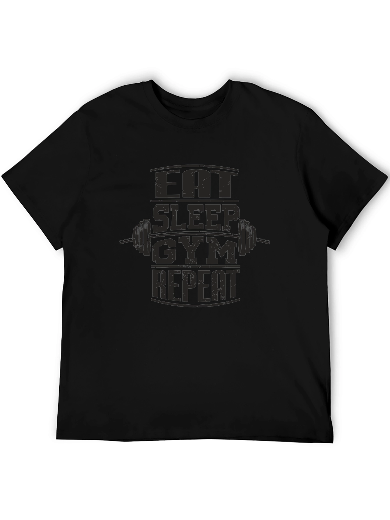 Eat Sleep Gym Repeat Black Graphic T-Shirt