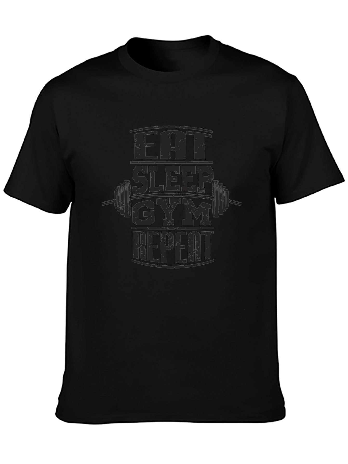 Eat Sleep Gym Repeat Black Graphic T-Shirt