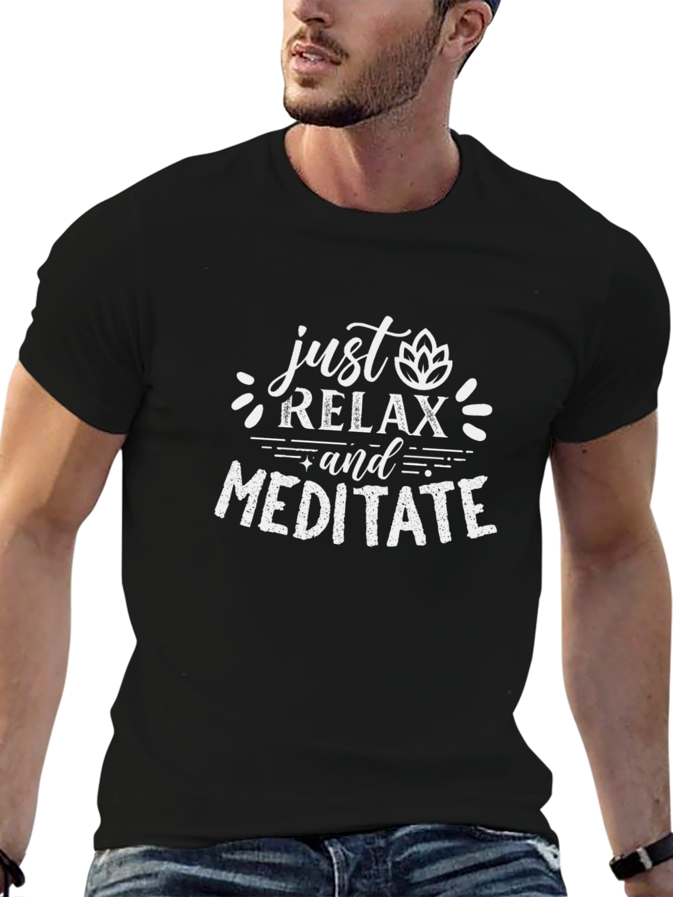 Relax and Meditate Graphic Tee - Black Cotton T-Shirt