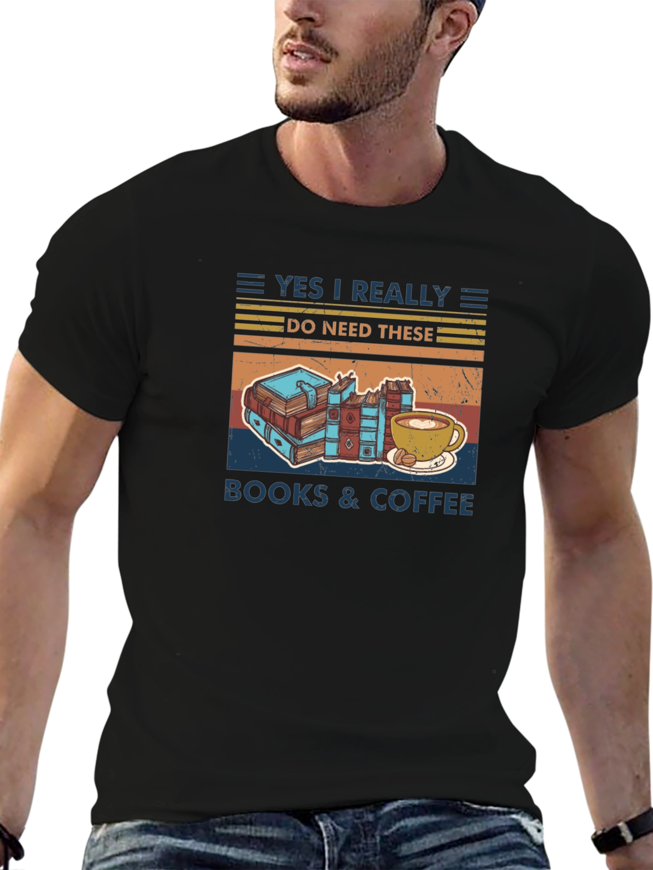 Books & Coffee Retro Graphic Tee