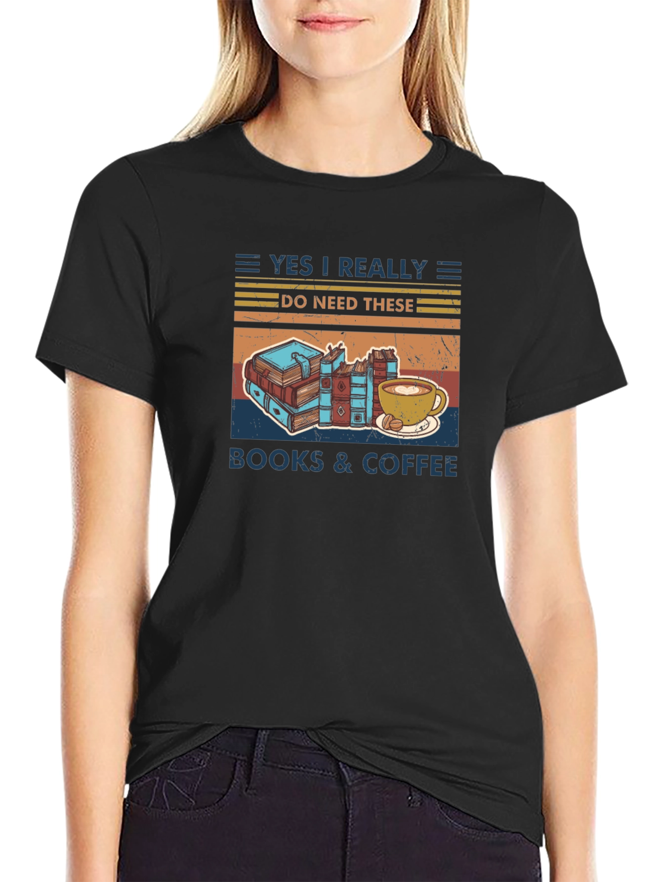 Books & Coffee Retro Graphic Tee