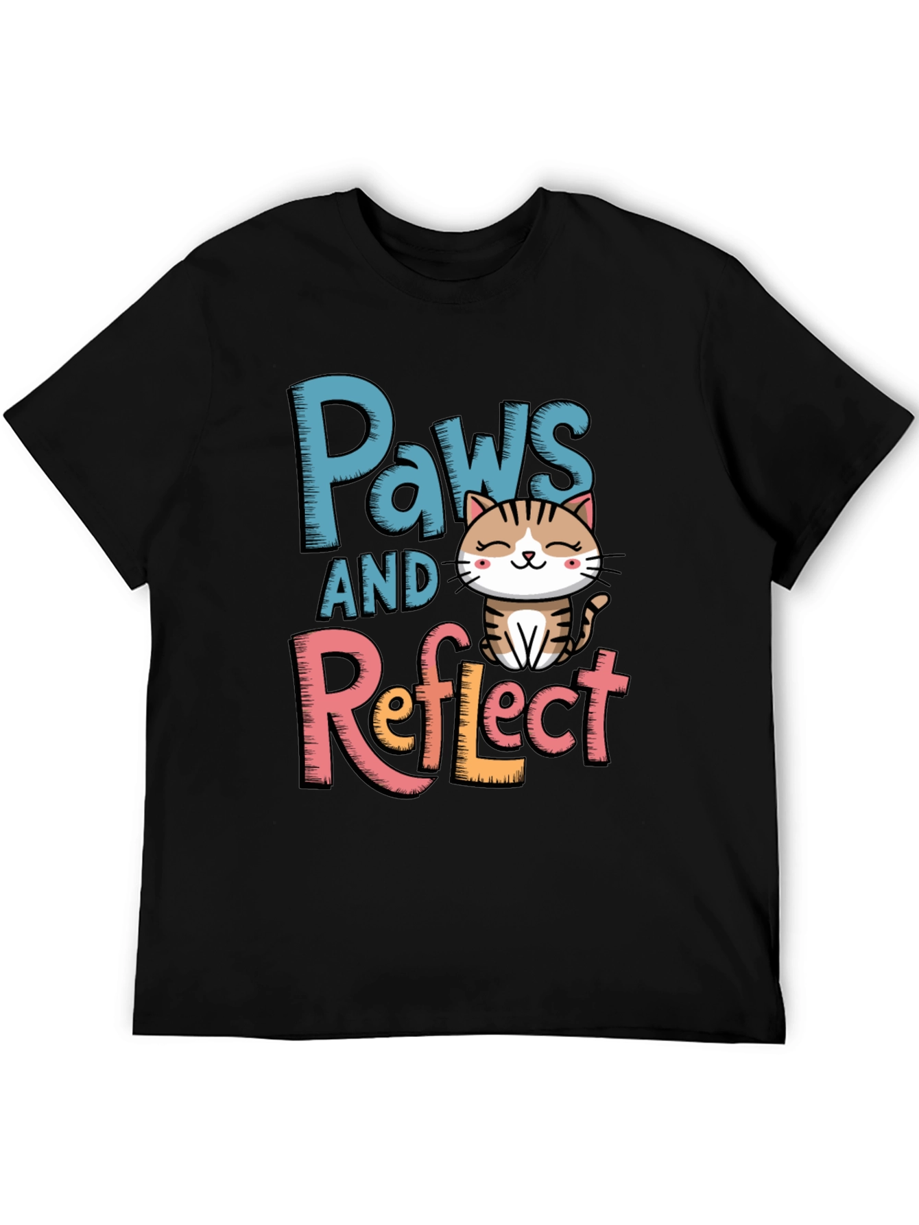 Paws and Reflect Cat Graphic T-Shirt