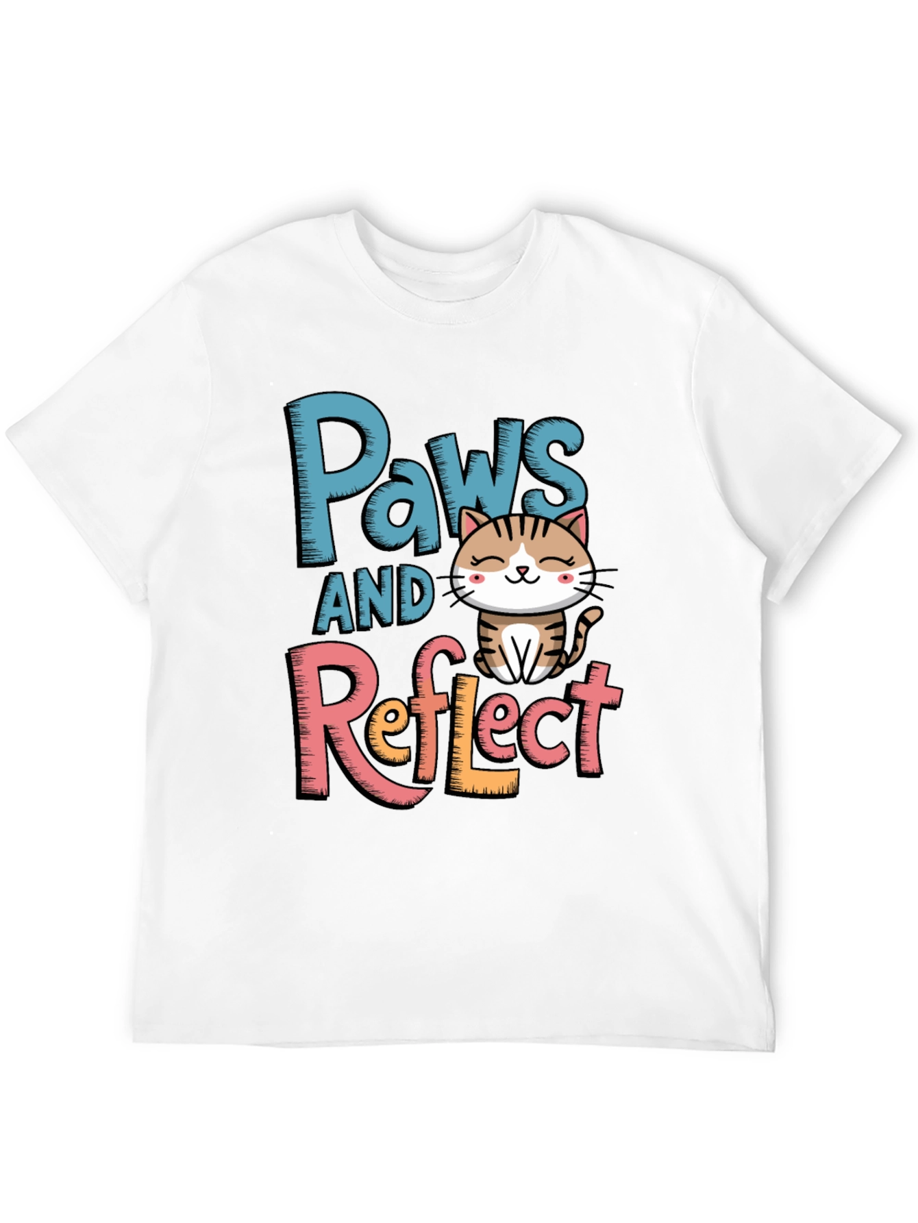 Paws and Reflect Cat Graphic T-Shirt
