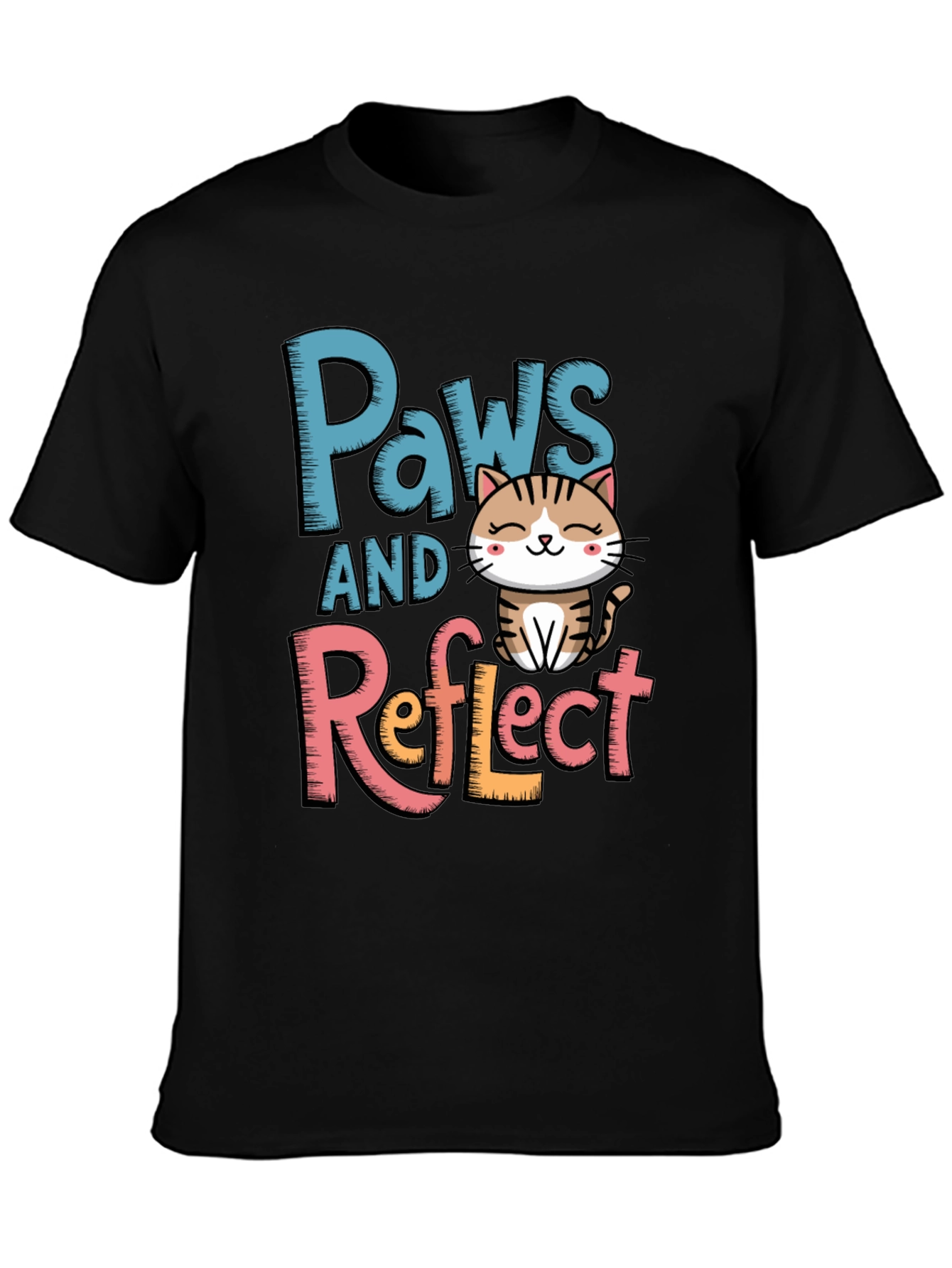 Paws and Reflect Cat Graphic T-Shirt