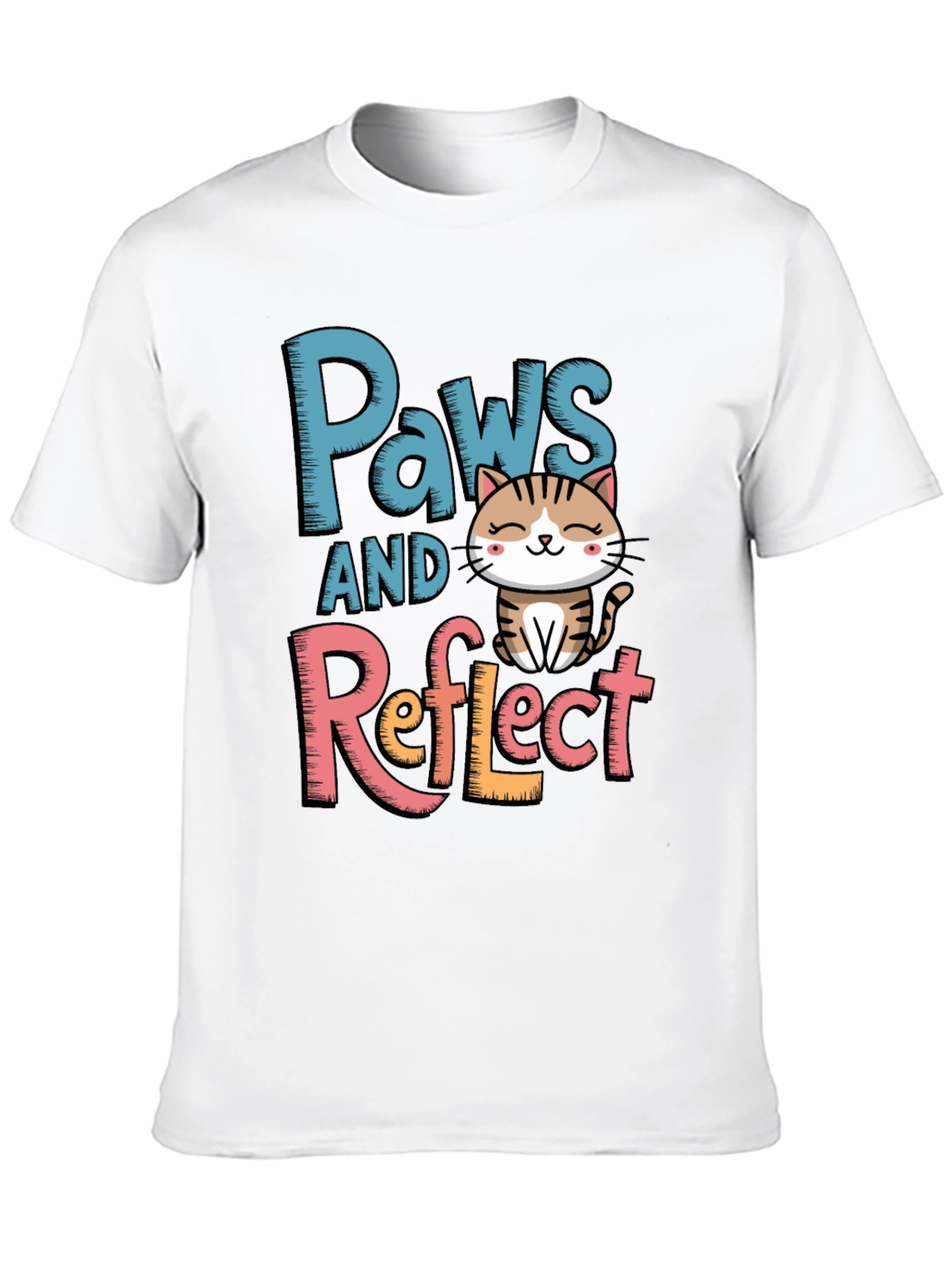 Paws and Reflect Cat Graphic T-Shirt