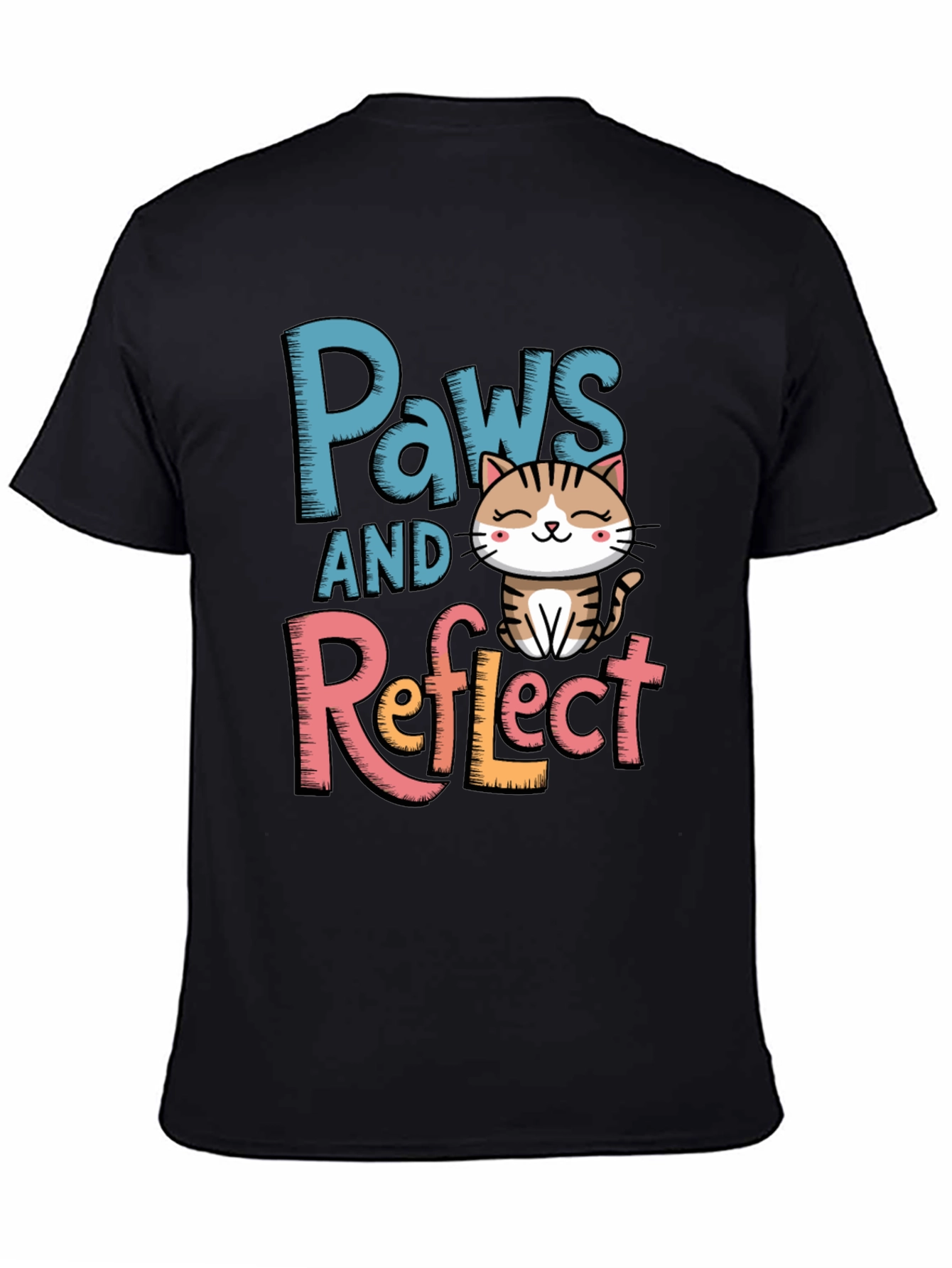 Paws and Reflect Cat Graphic T-Shirt