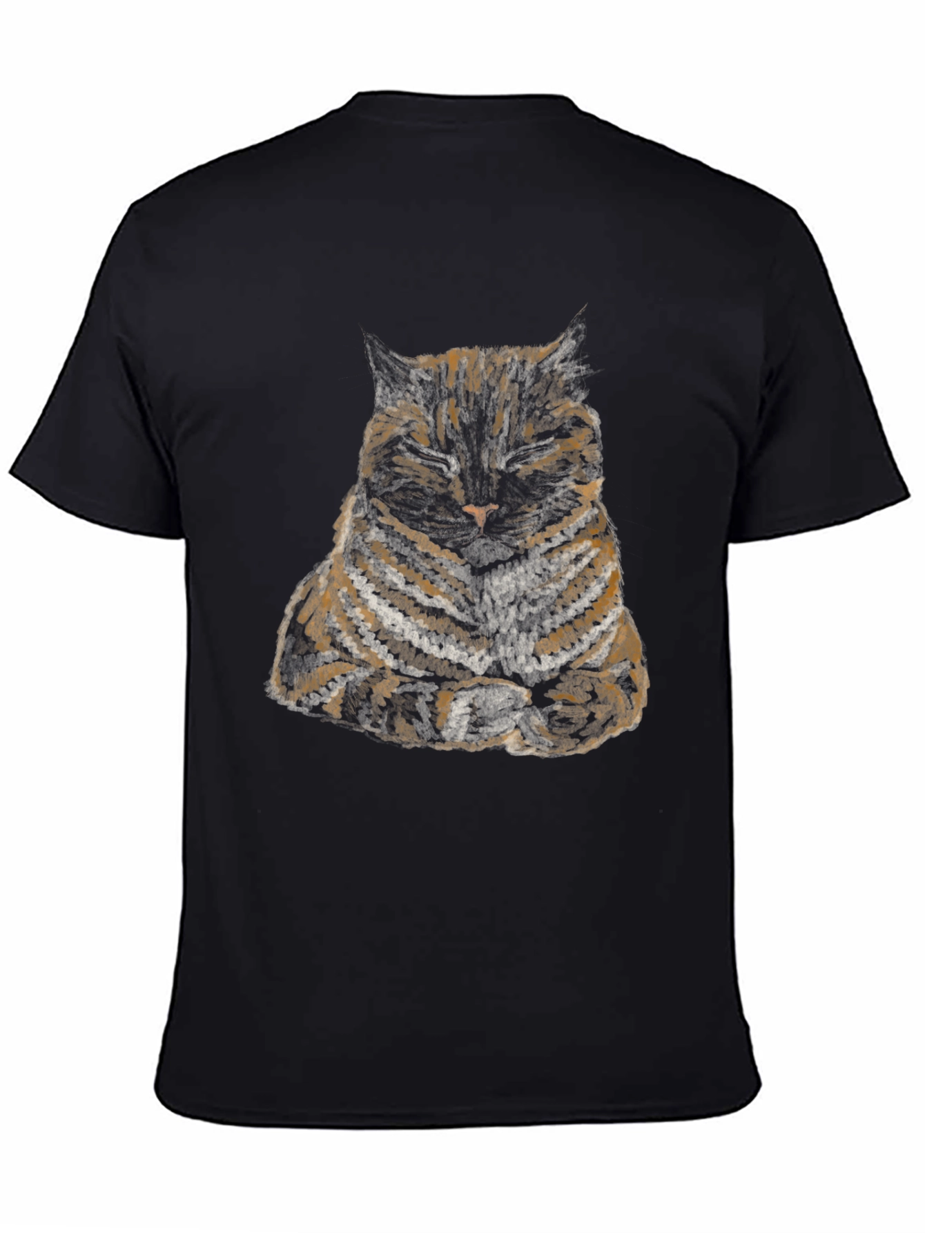 Zen Cat Graphic Tee - Black Cotton Blend