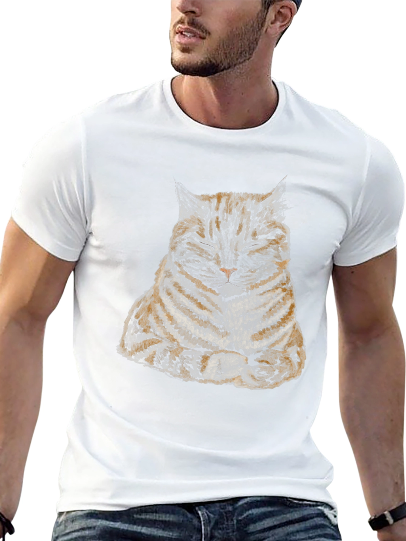 Zen Cat Graphic Tee - Black Cotton Blend