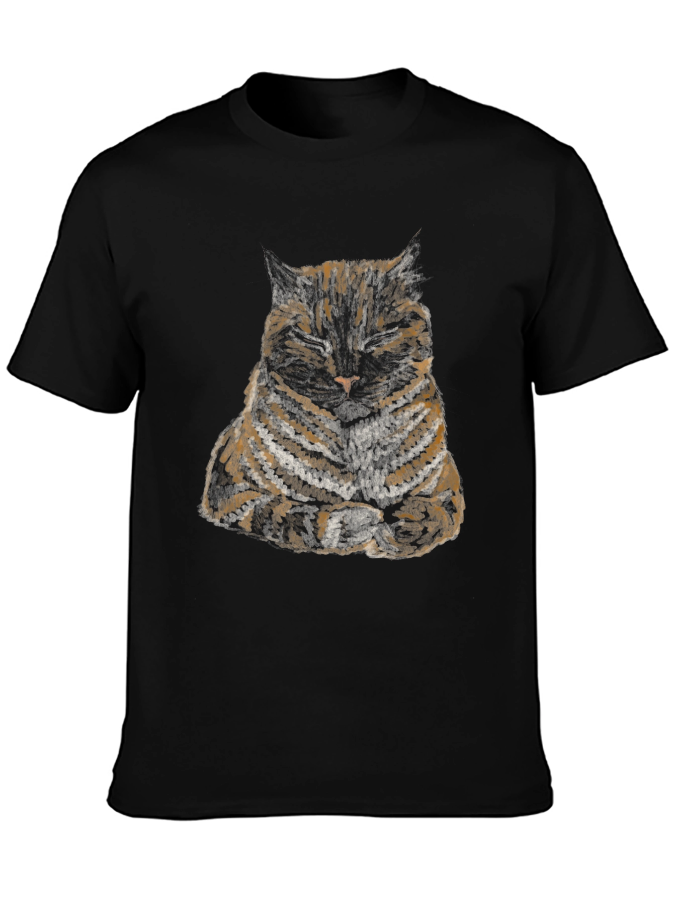 Zen Cat Graphic Tee - Black Cotton Blend